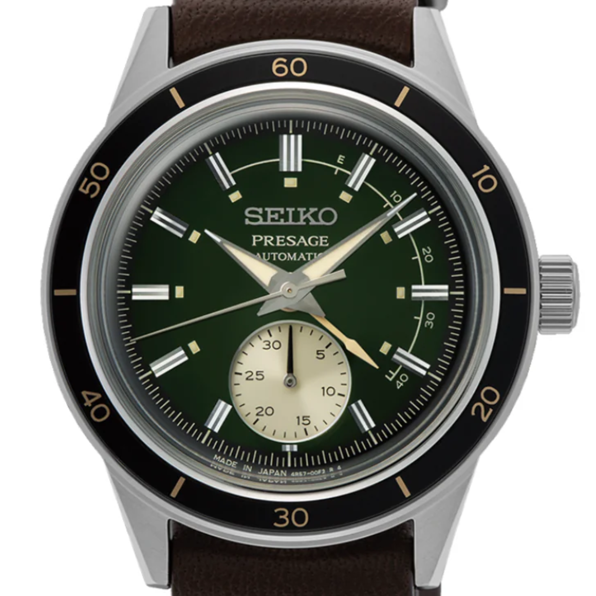 Seiko SSA451J1 SSA451 SSA451J Presage 60'S Style Automatic Green Dial Leather Mens Watch