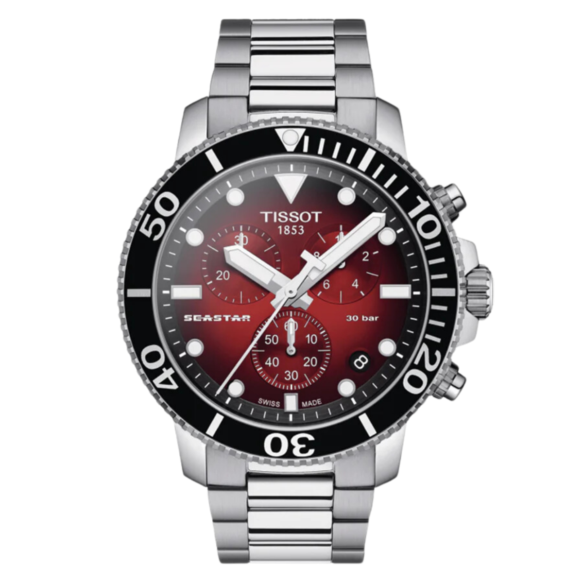 Tissot T1204171142100 T120.417.11.421.00 Seastar 1000 Red Black Dial Chronograph Sports Watch