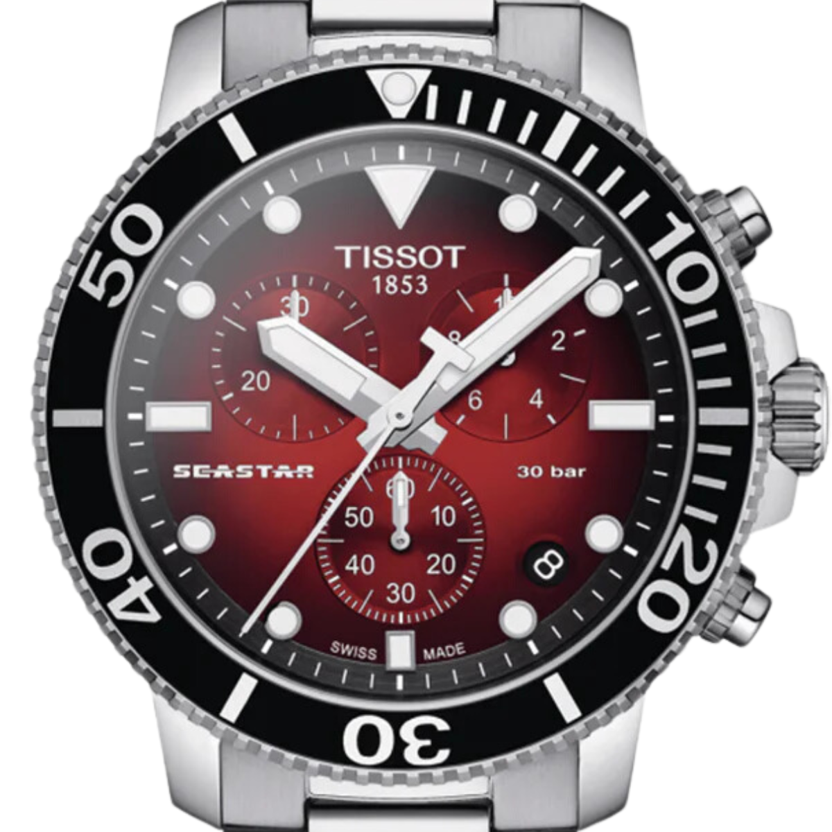 Tissot T1204171142100 T120.417.11.421.00 Seastar 1000 Red Black Dial Chronograph Sports Watch