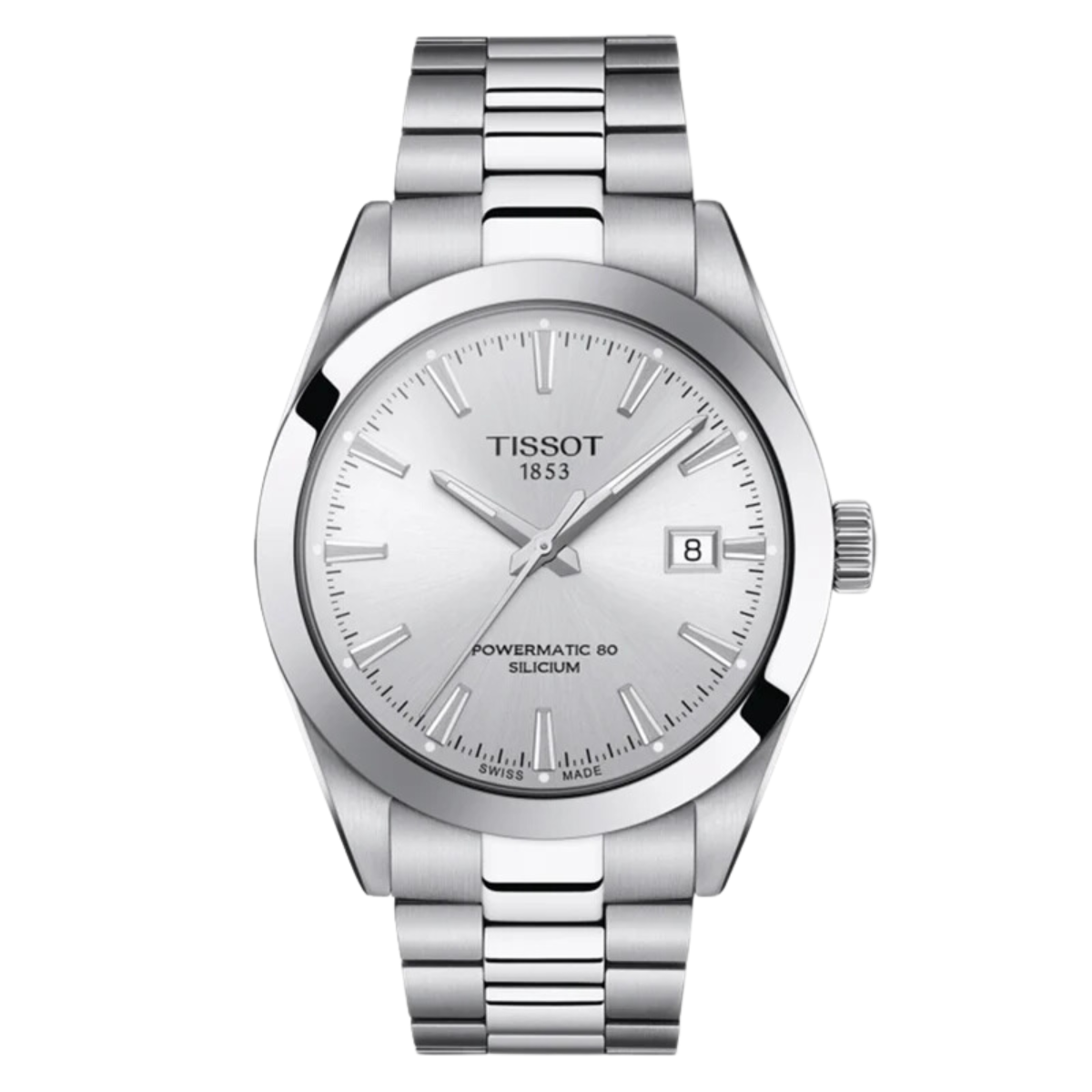 Tissot Gentleman T1274071103100 T127.407.11.031.00 Powermatic 80 Silicium Silver Dial Watch