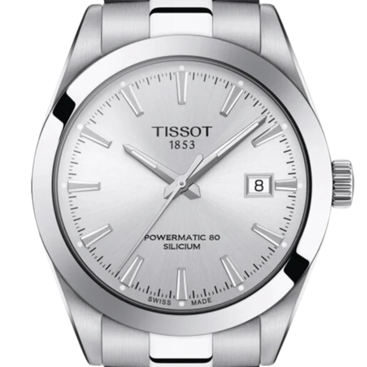 Tissot Gentleman T1274071103100 T127.407.11.031.00 Powermatic 80 Silicium Silver Dial Watch