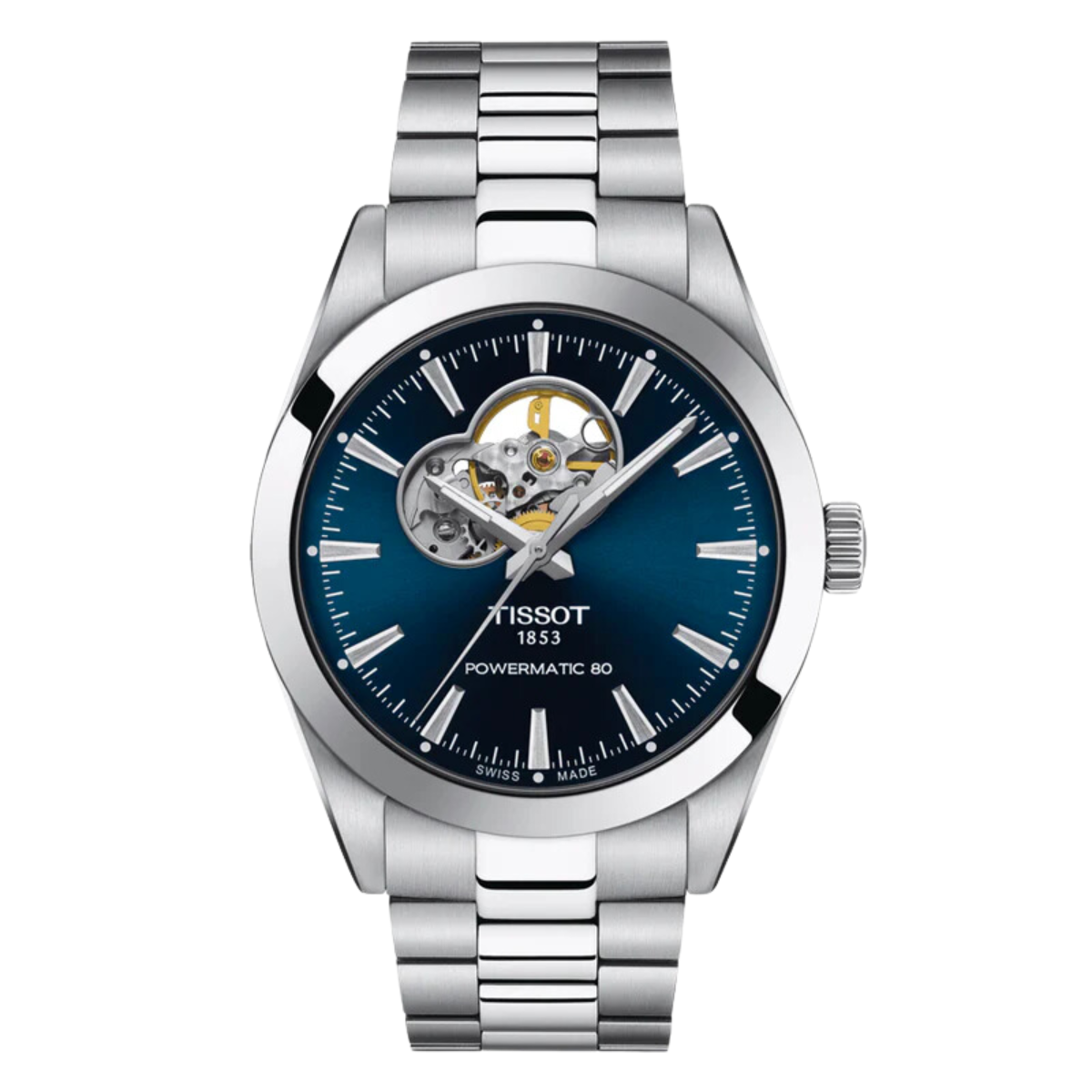 Tissot Gentleman T1274071104101 T127.407.11.041.01 Powermatic 80 Open Heart Blue Dial Watch