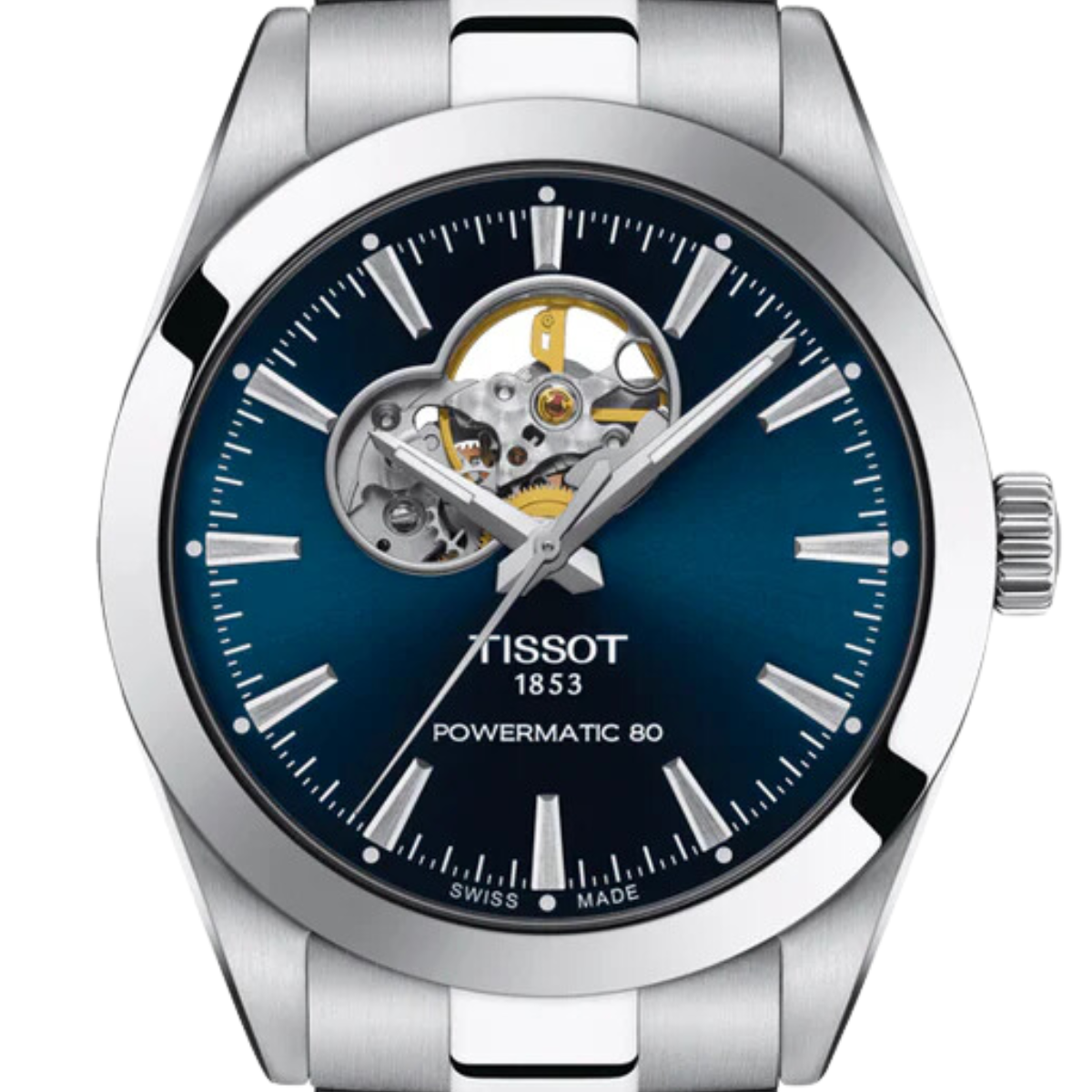 Tissot Gentleman T1274071104101 T127.407.11.041.01 Powermatic 80 Open Heart Blue Dial Watch