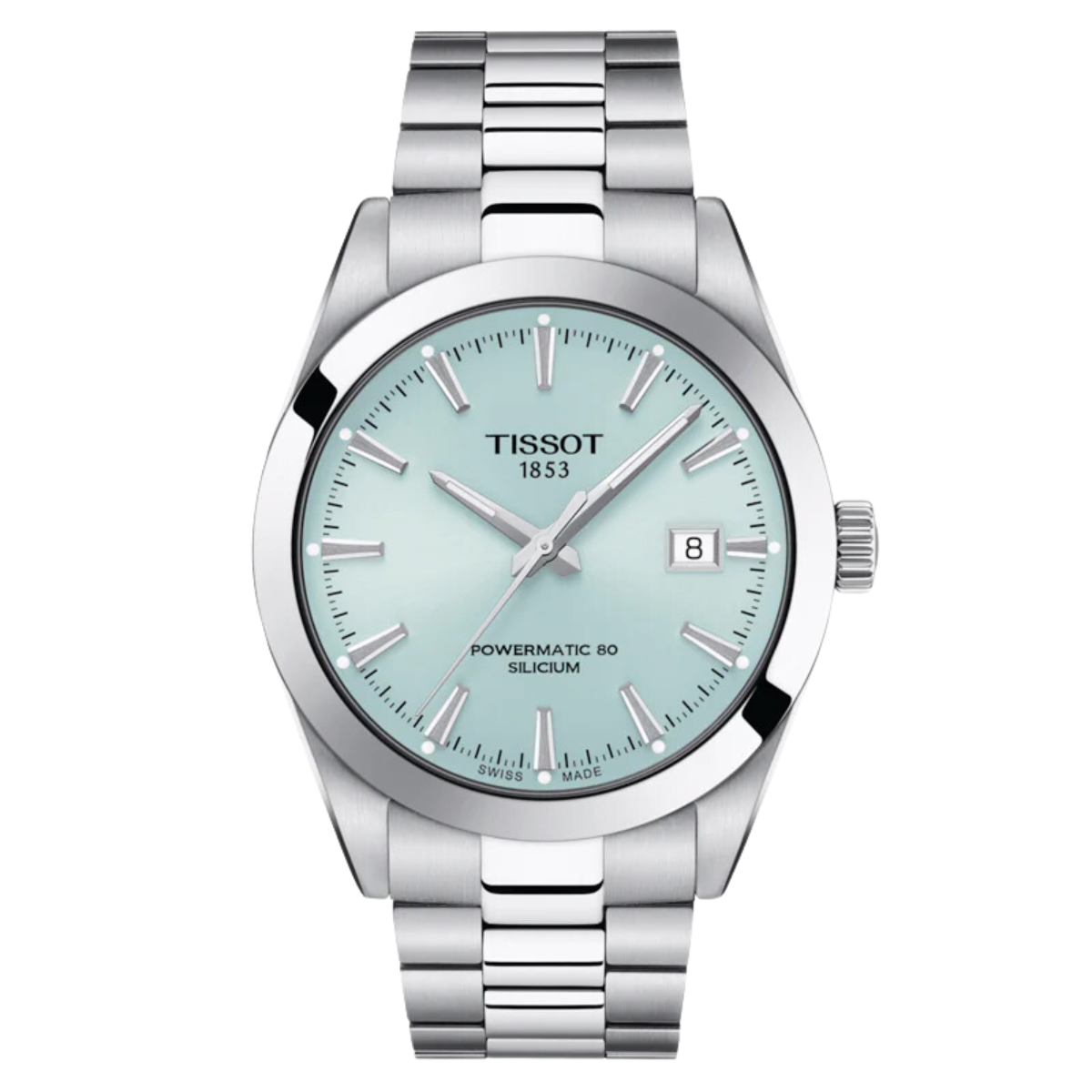 Tissot Gentleman T1274071135100 T127.407.11.351.00 Powermatic 80 Silicium Ice Blue Dial Watch