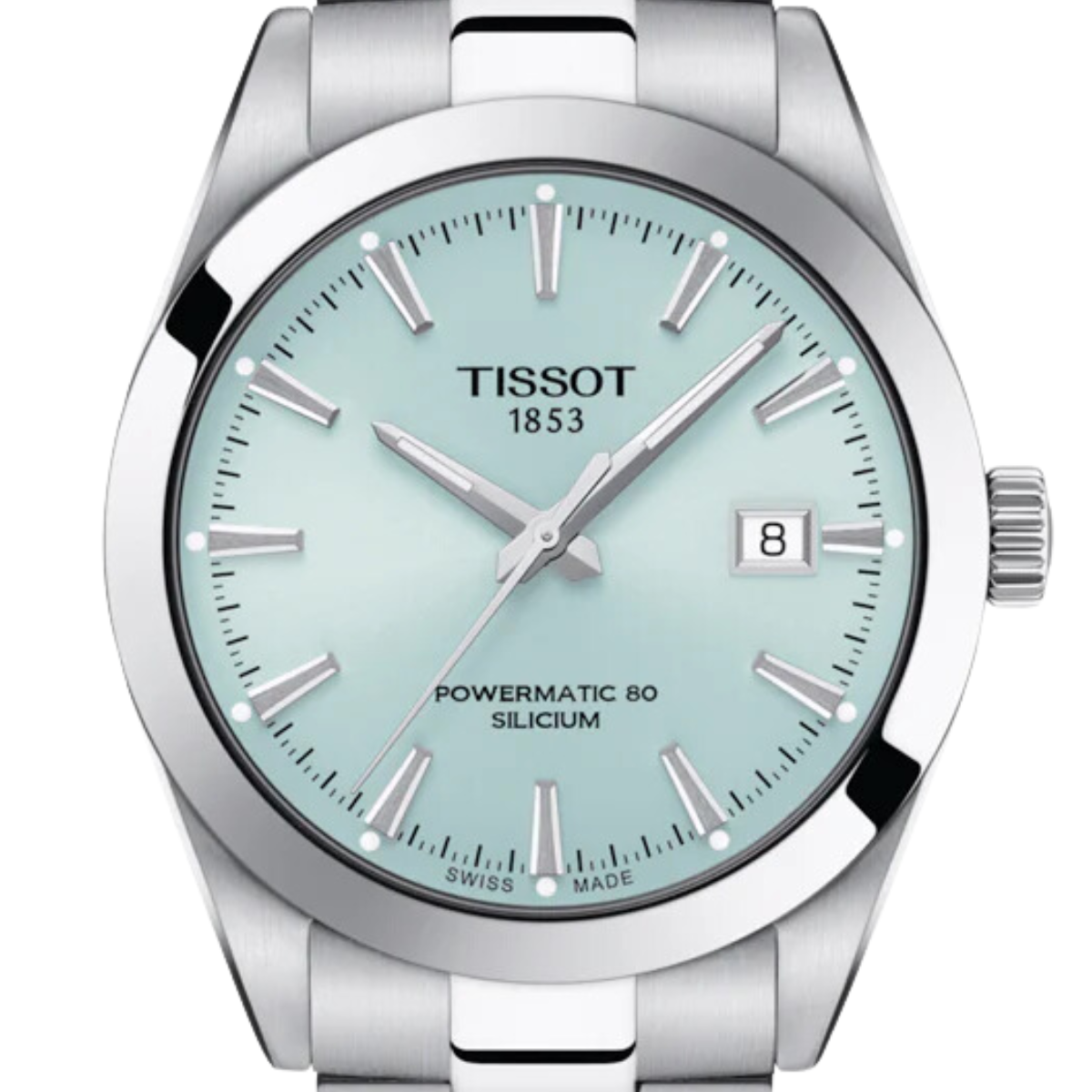 Tissot Gentleman T1274071135100 T127.407.11.351.00 Powermatic 80 Silicium Ice Blue Dial Watch