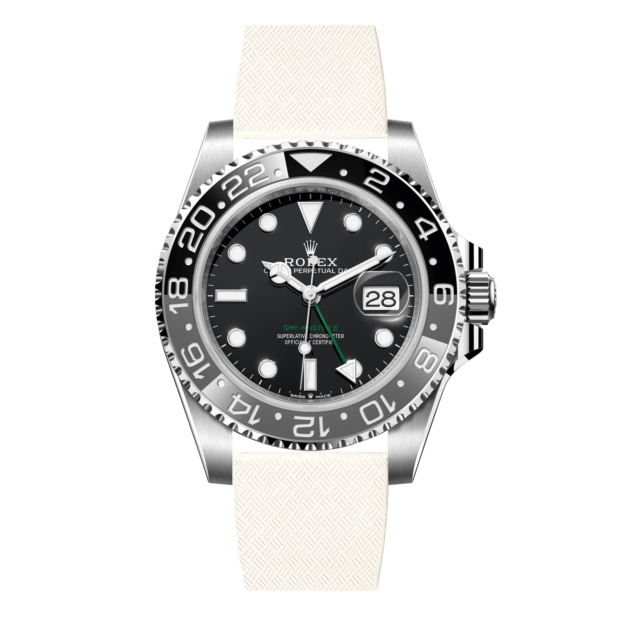 Tropical CTS Cut-to-Size FKM Rubber Strap for Rolex GMT Master I & II - Quick Release - White (2435)