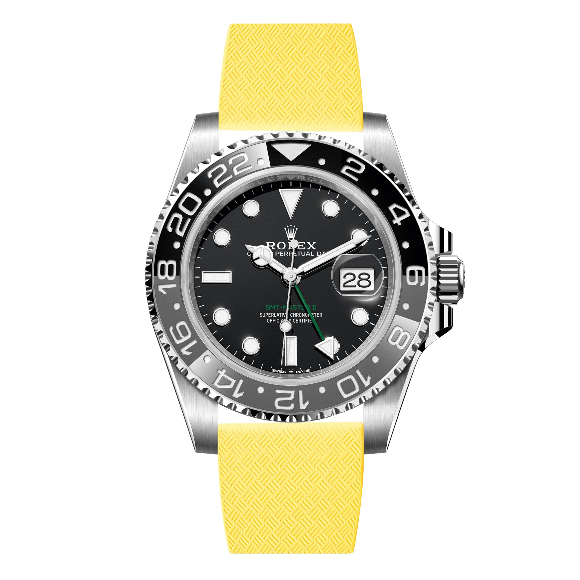 Tropical CTS Cut-to-Size FKM Rubber Strap for Rolex GMT Master I & II - Quick Release - Yellow (2435)