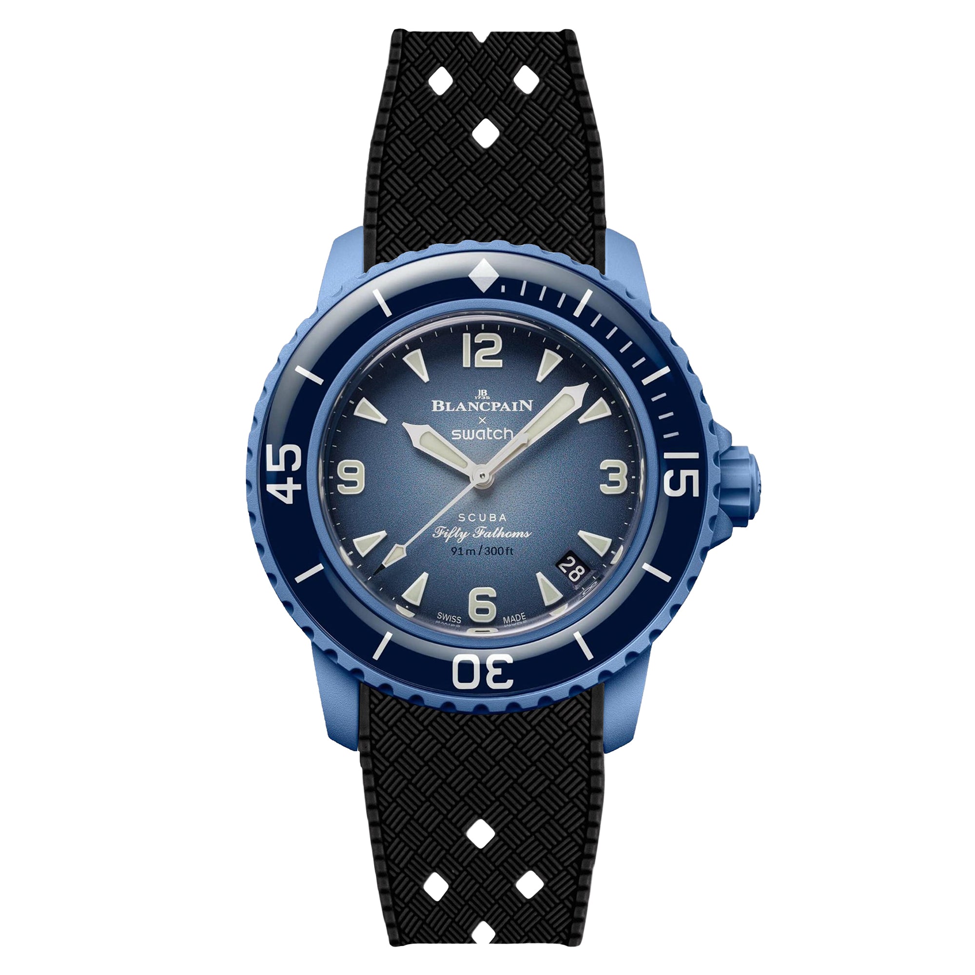 Tropical Rubber Strap for Blancpain X Swatch Atlantic Ocean - Black (2415)