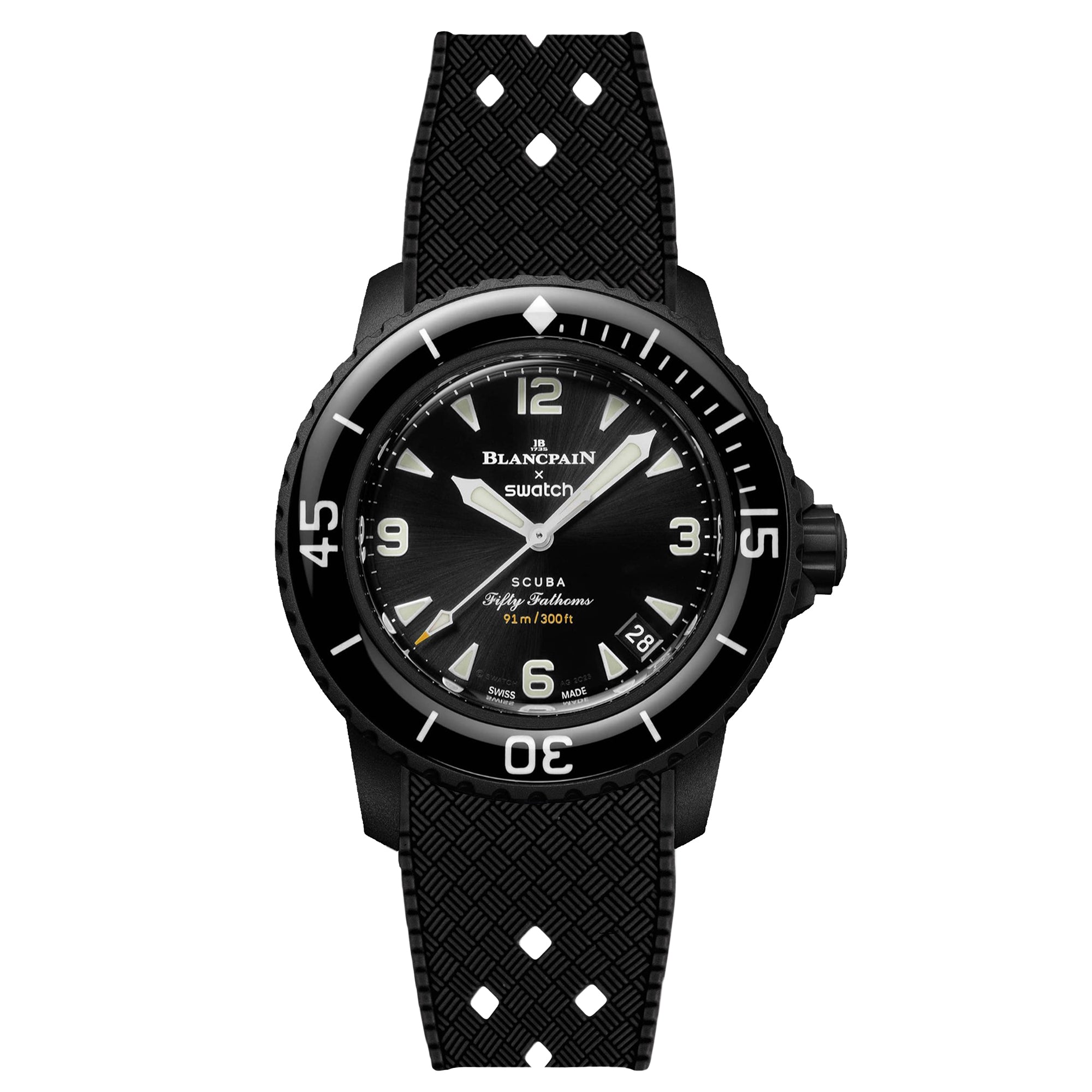 Tropical Rubber Strap for Blancpain X Swatch The Ocean Of Storms - Black (2415)