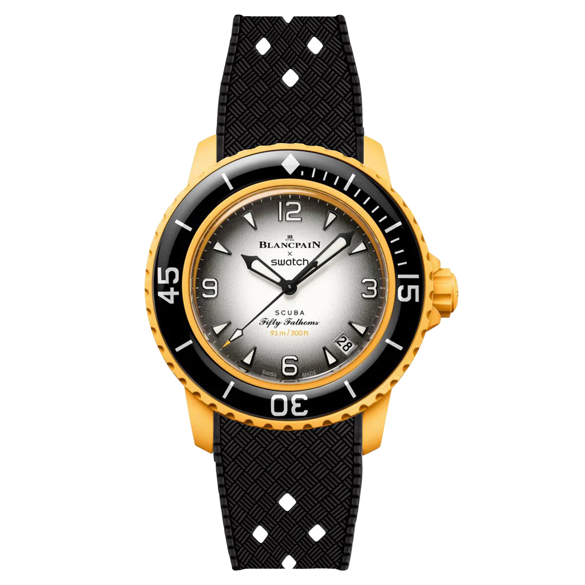 Tropical Rubber Strap for Blancpain X Swatch Pacific Ocean - Black (2415)