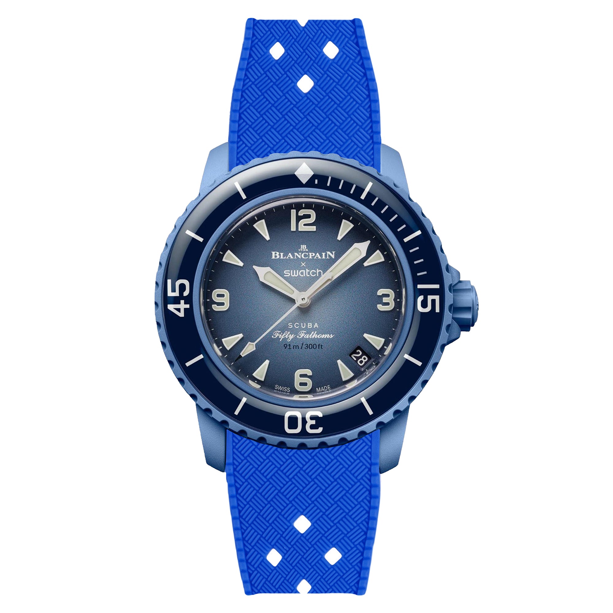 Tropical Rubber Strap for Blancpain X Swatch Atlantic Ocean - Blue (2415)