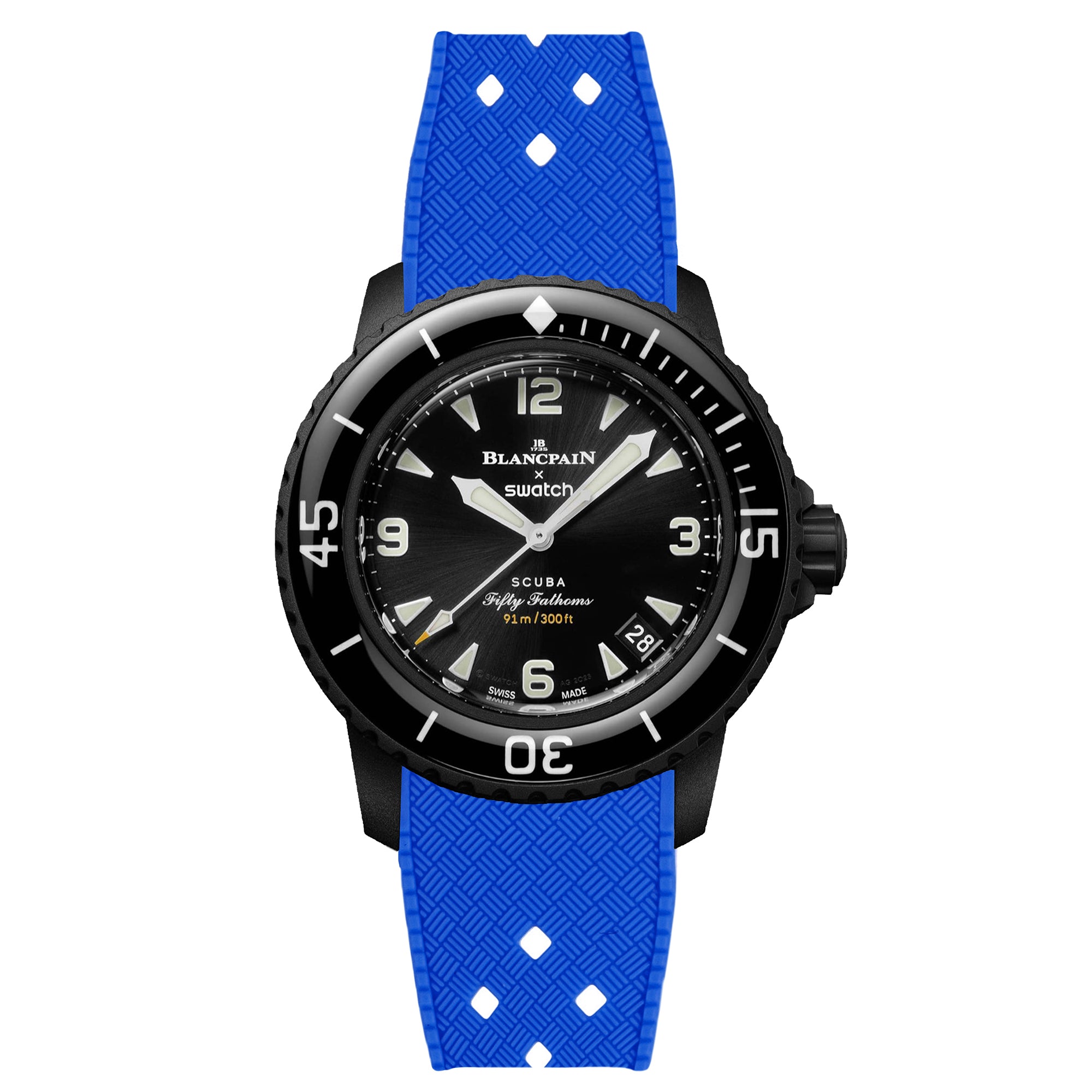 Tropical Rubber Strap for Blancpain X Swatch The Ocean Of Storms - Blue (2415)