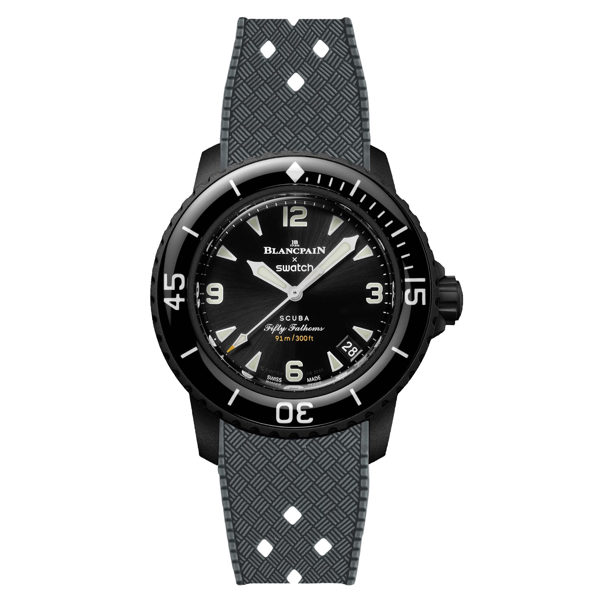 Tropical Rubber Strap for Blancpain X Swatch The Ocean Of Storms - Dark Grey (2415)