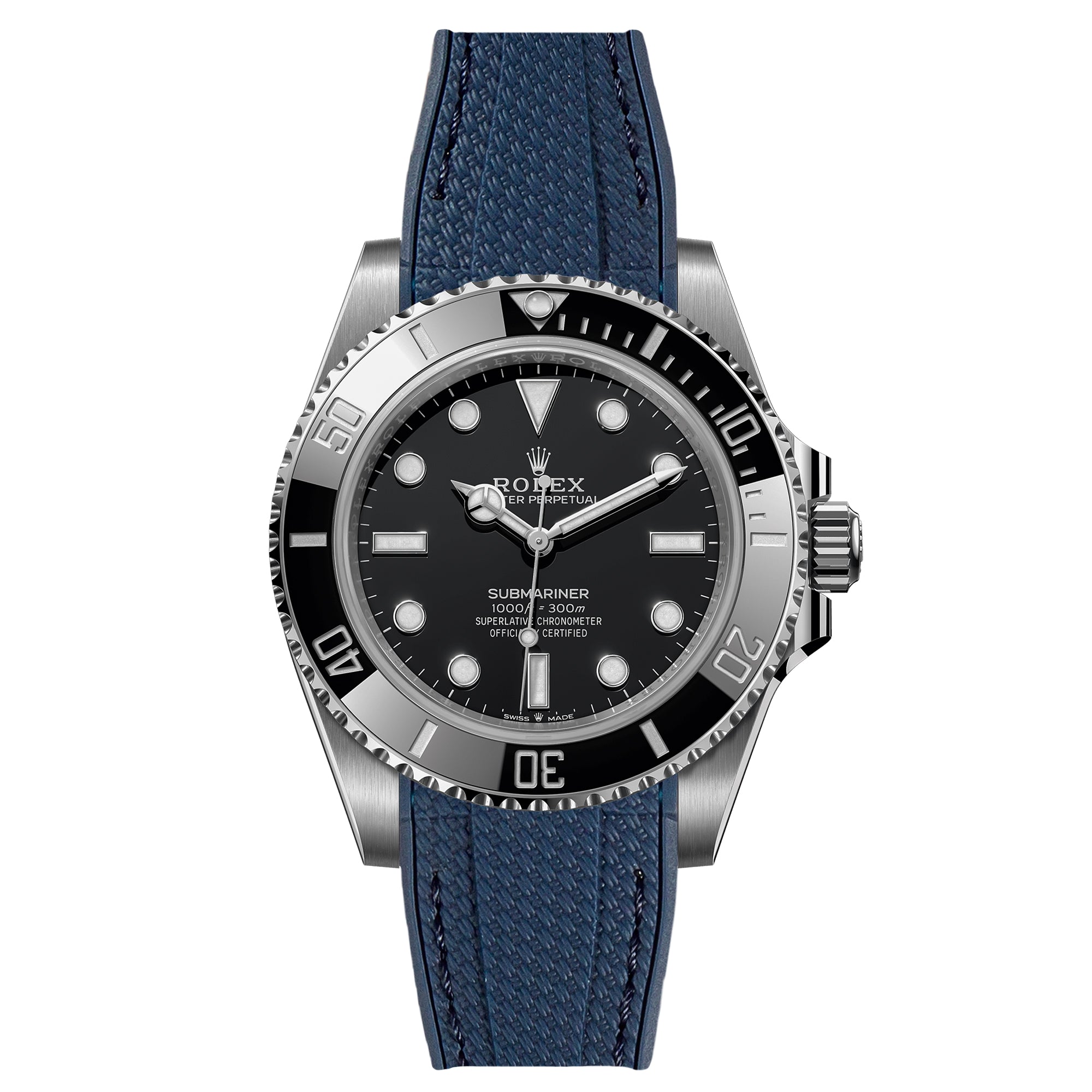 navy curved end strap for rolex submariner