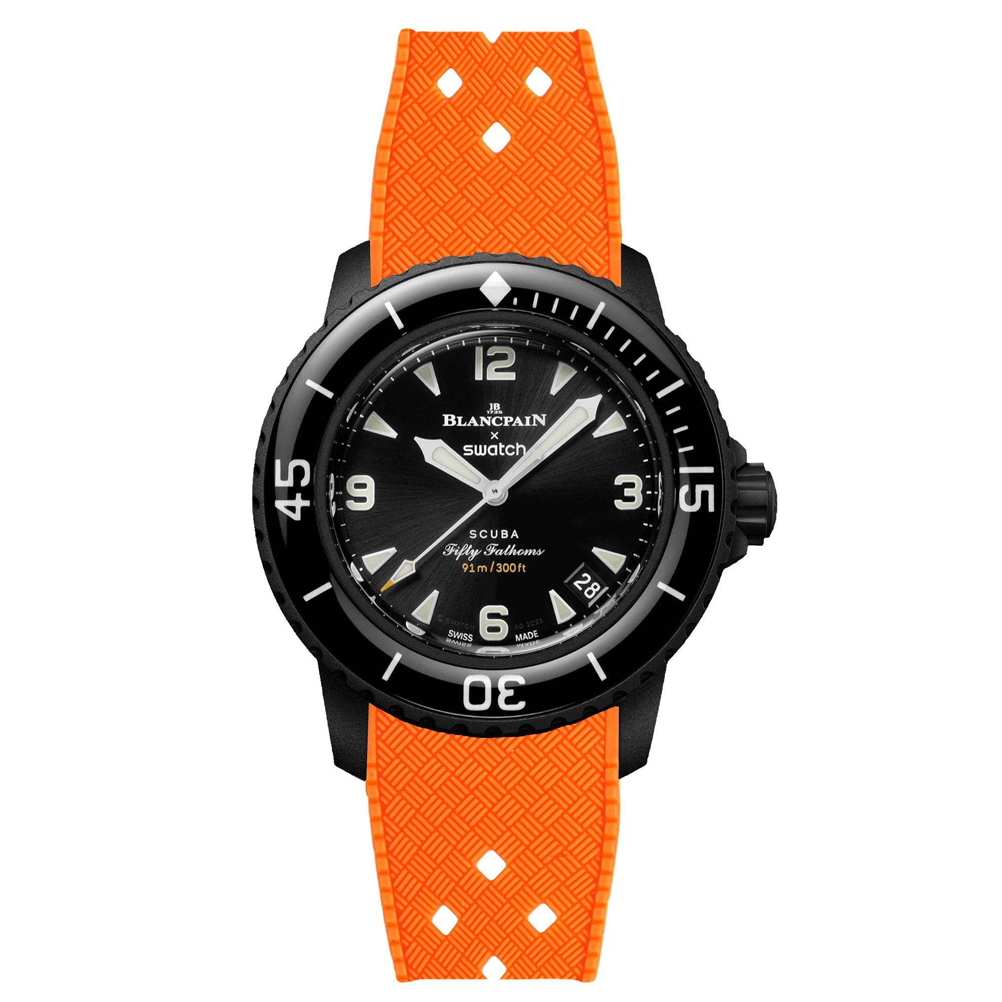 Tropical Rubber Strap for Blancpain X Swatch The Ocean Of Storms - Orange (2415)