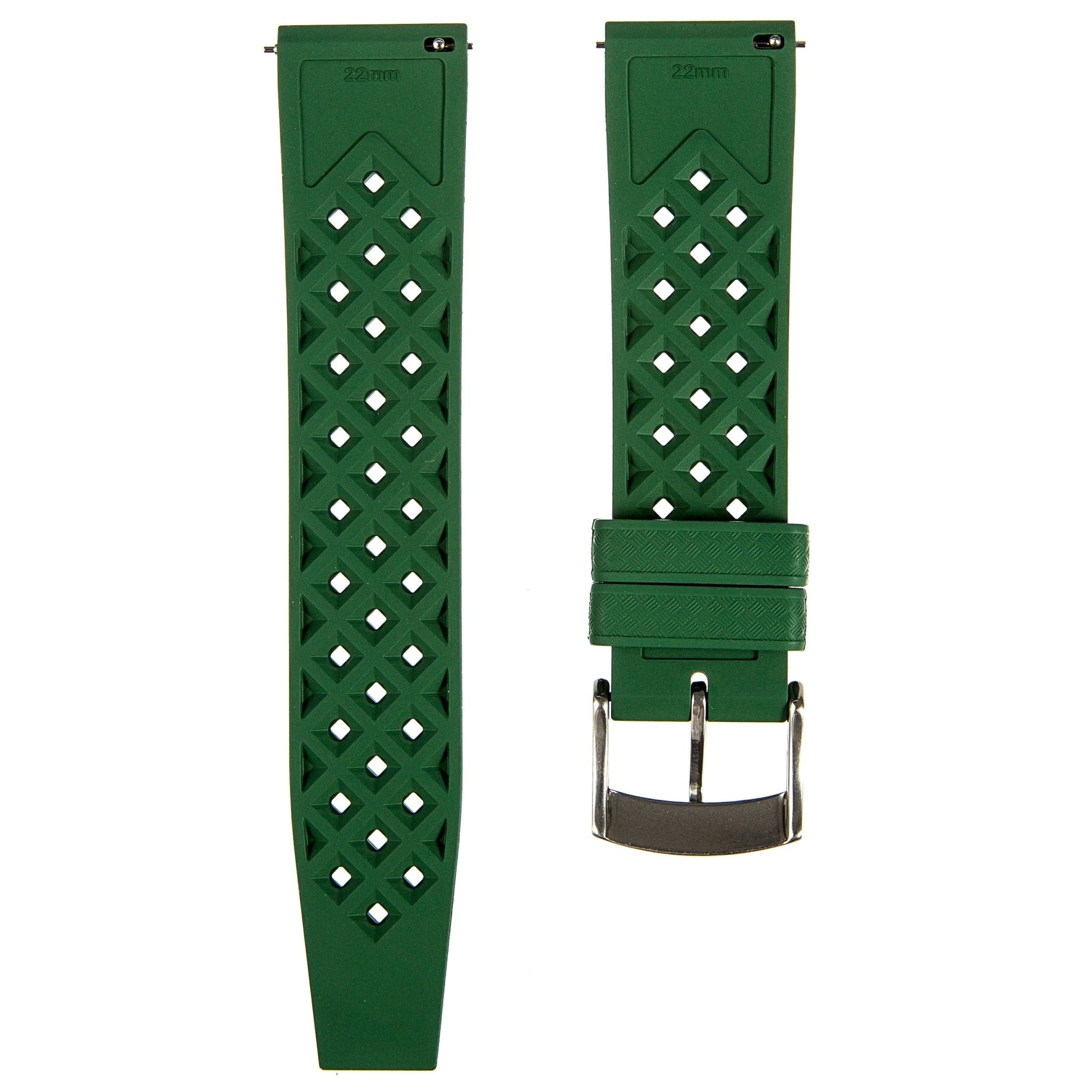 Calypso Tropical Style FKM Rubber Strap- Quick-Release-Compatible with Omega x Swatch - Green (2422) -Strapseeker