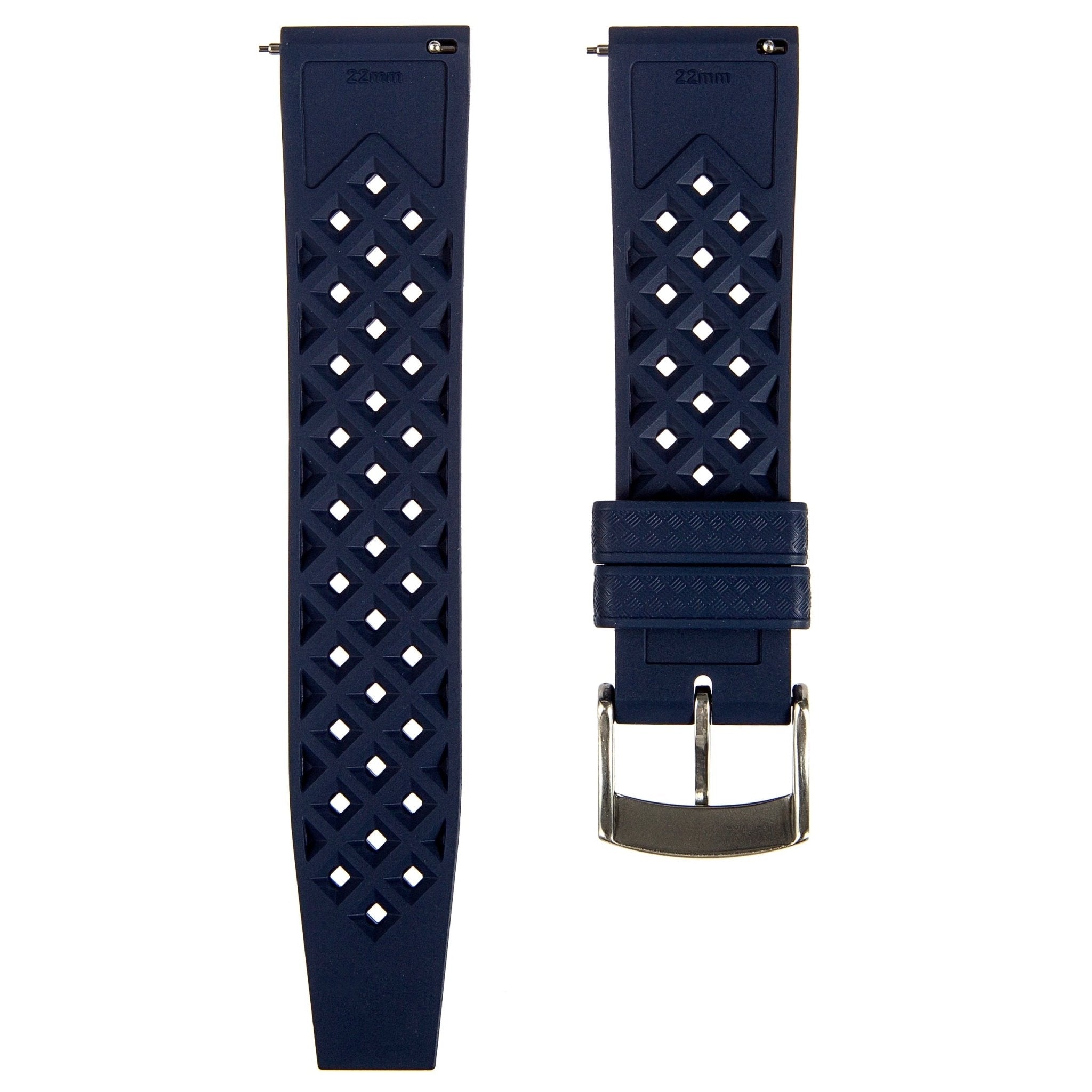 Calypso Tropical Style FKM Rubber Strap- Quick-Release-Compatible with Omega x Swatch - Navy (2422) -Strapseeker