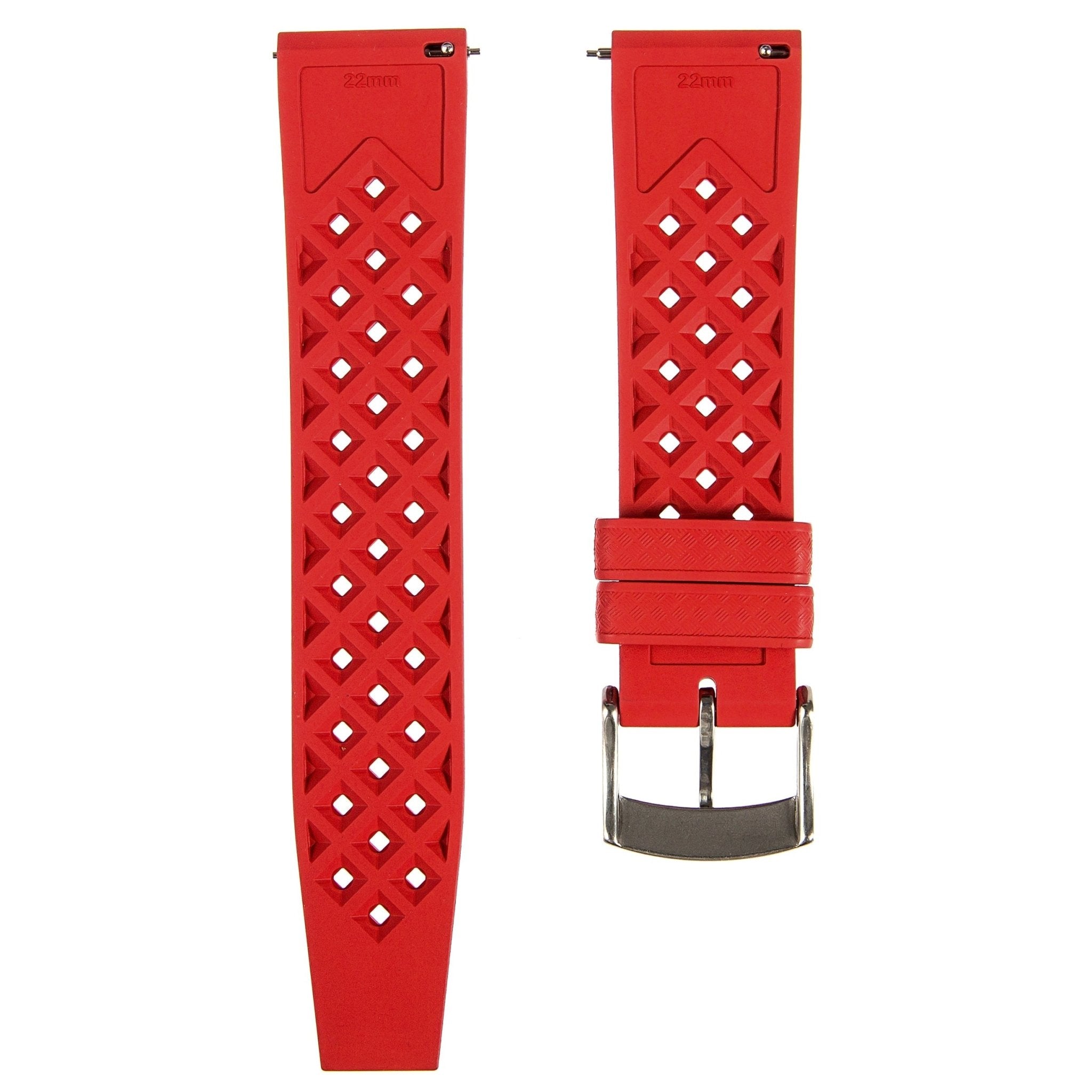 Calypso Tropical Style FKM Rubber Strap- Quick-Release-Compatible with Omega x Swatch - Red (2422 -Strapseeker