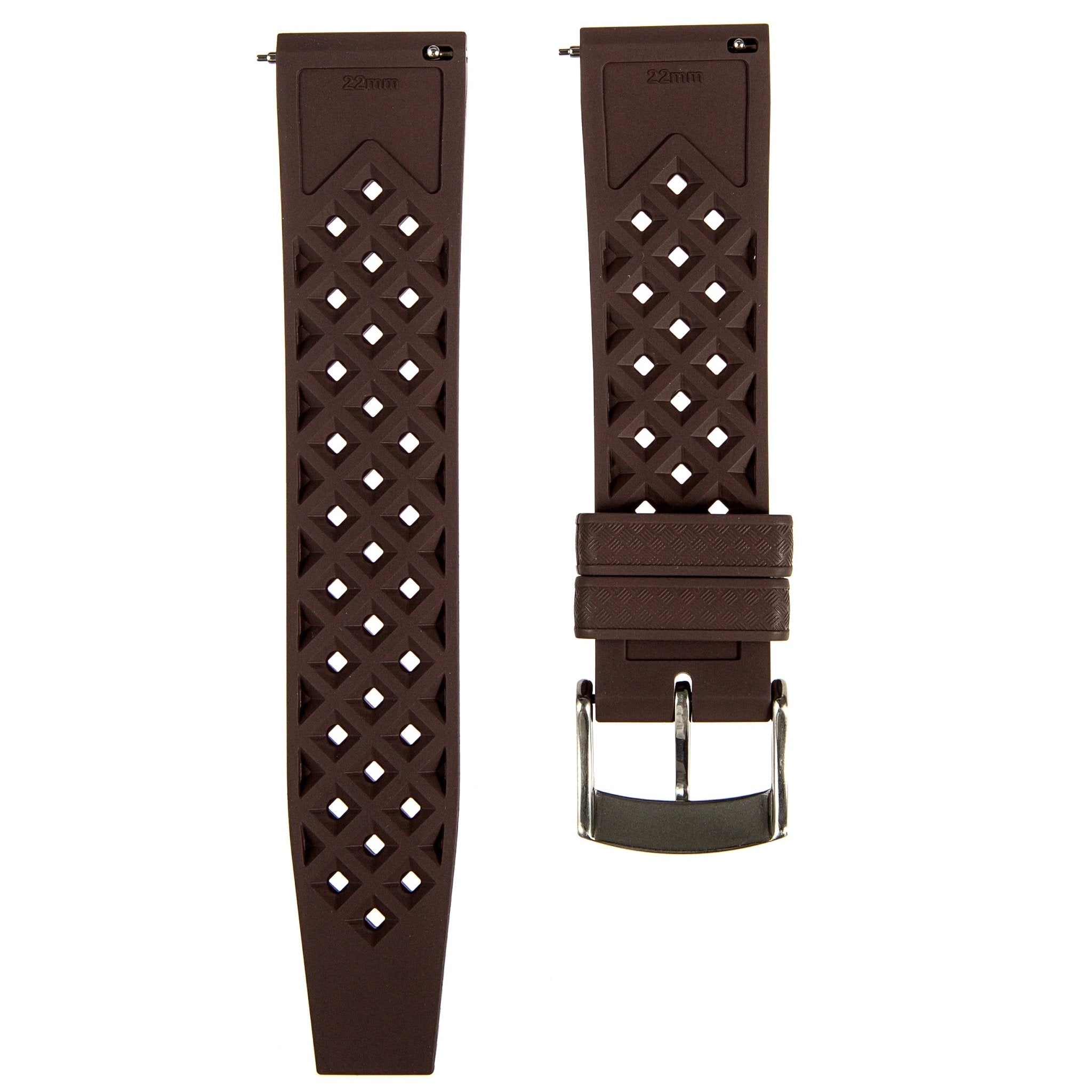 Calypso Tropical Style FKM Rubber Strap - Quick-Release - Dark Brown (2422) -Strapseeker