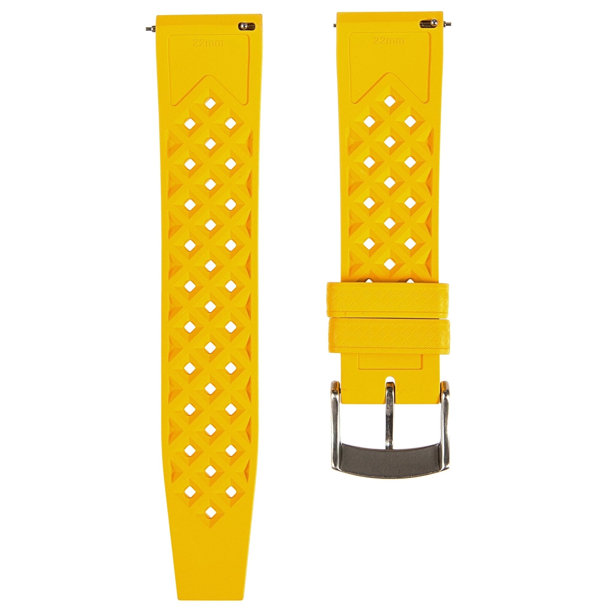 Calypso Tropical Style FKM Rubber Strap - Quick-Release - Yellow (2422) -Strapseeker