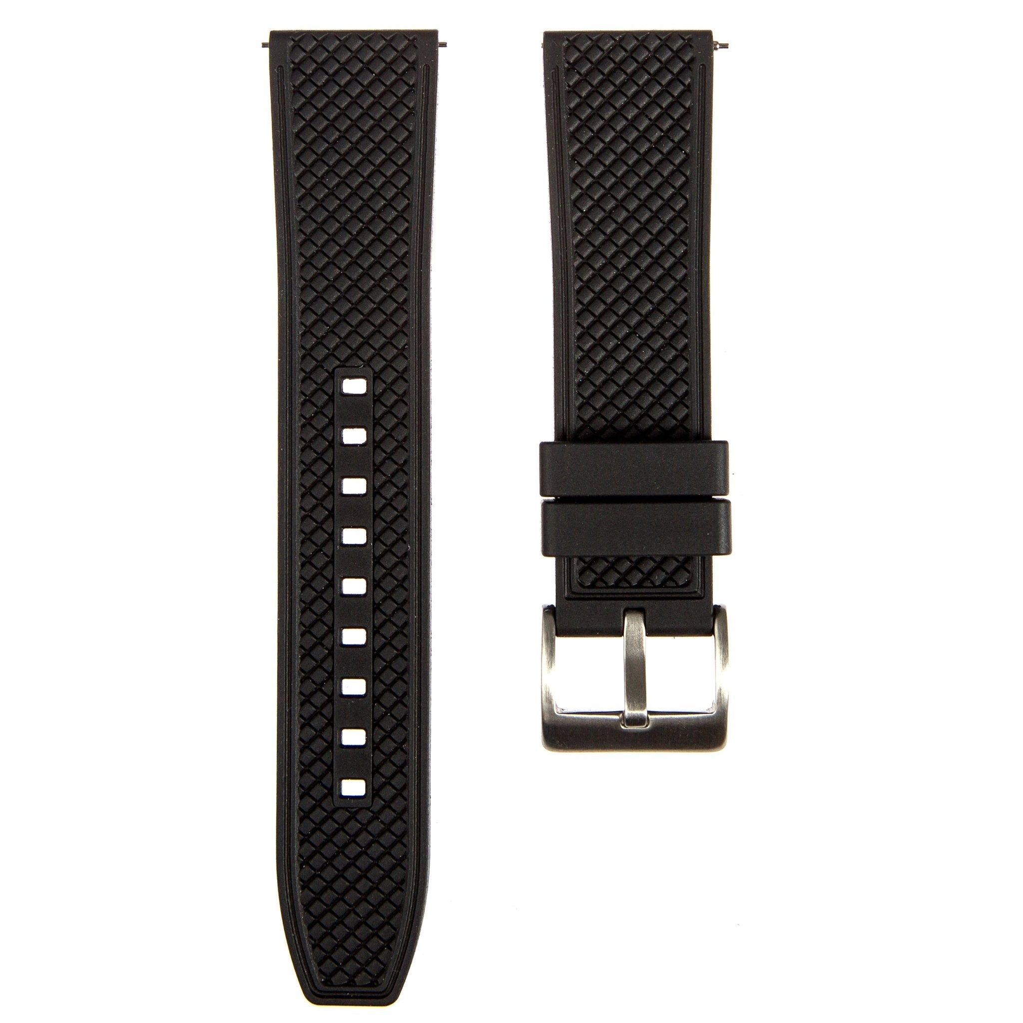 Checker Vulcanised FKM Rubber Strap-Quick-Release – Black (2419) -StrapSeeker