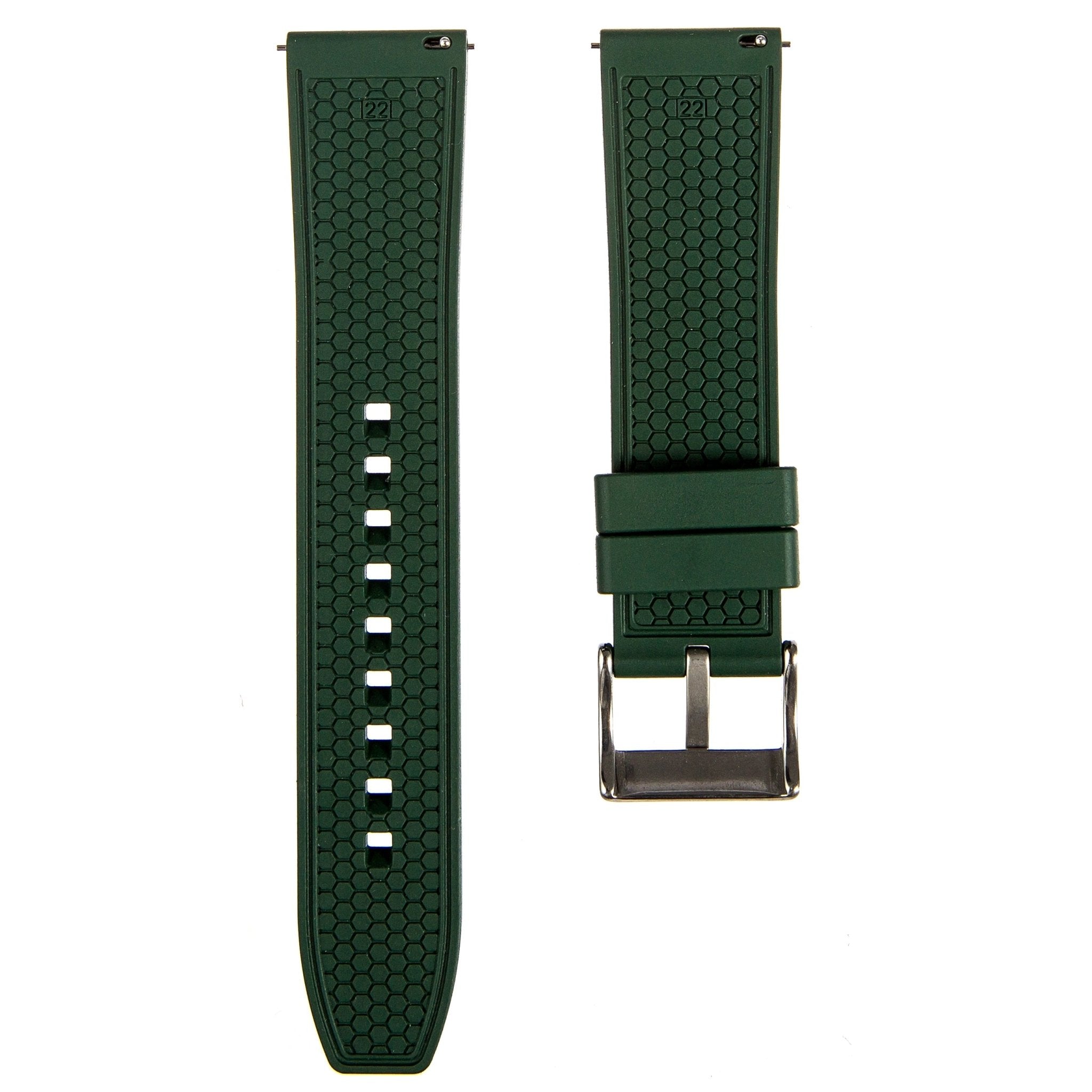 Checker Vulcanised FKM Rubber Strap-Quick-Release – Green (2419) -StrapSeeker