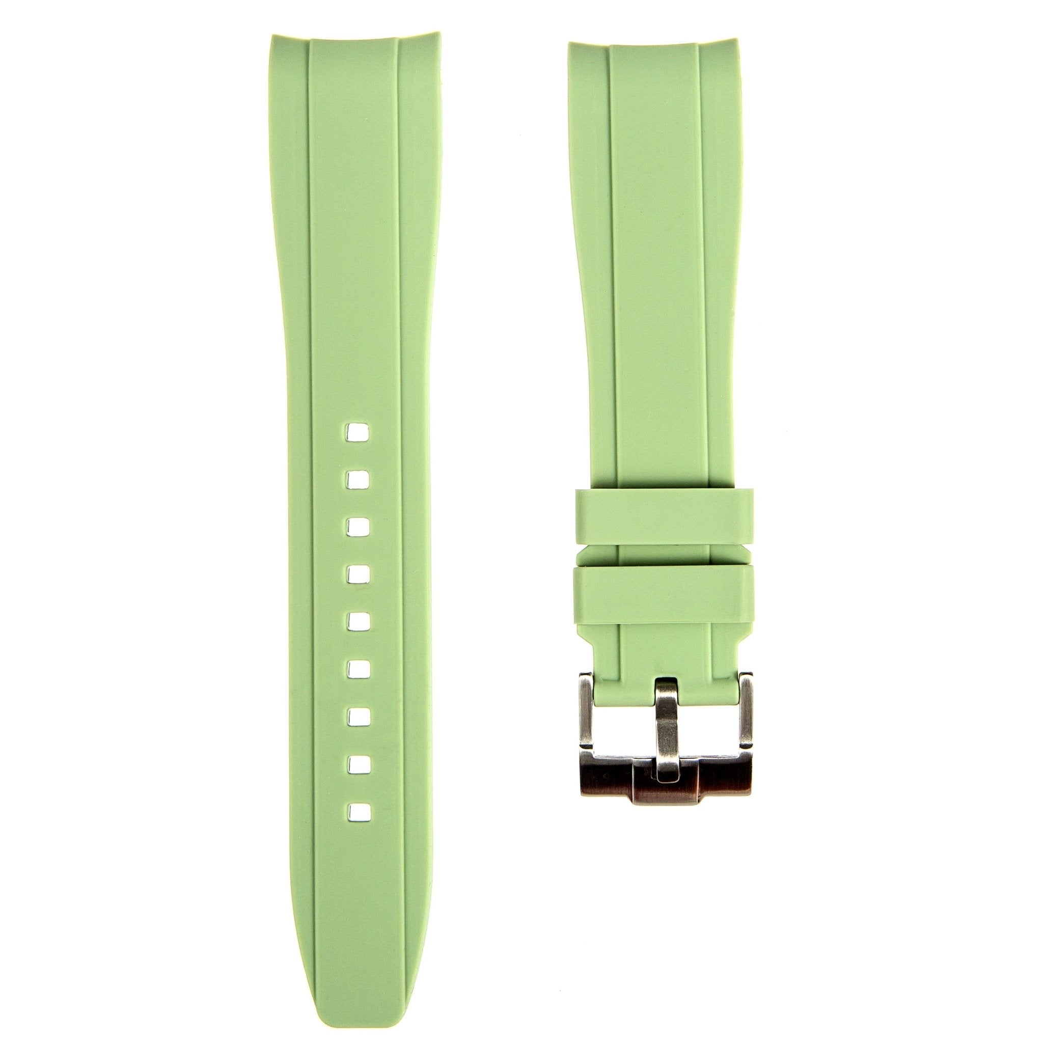 Curved End Soft Silicone Strap - Compatible with Seiko SPRK – Light Green (2418)