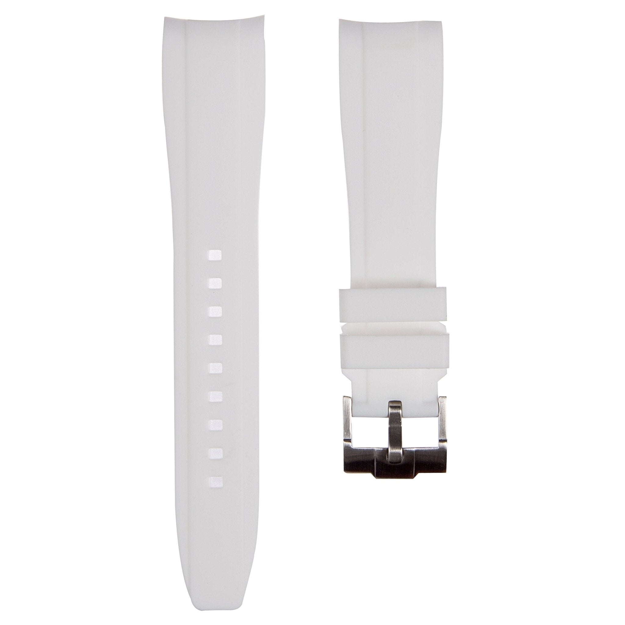 Curved End Soft Silicone Strap - Compatible with Orient Kamasu – White (2418) -StrapSeeker