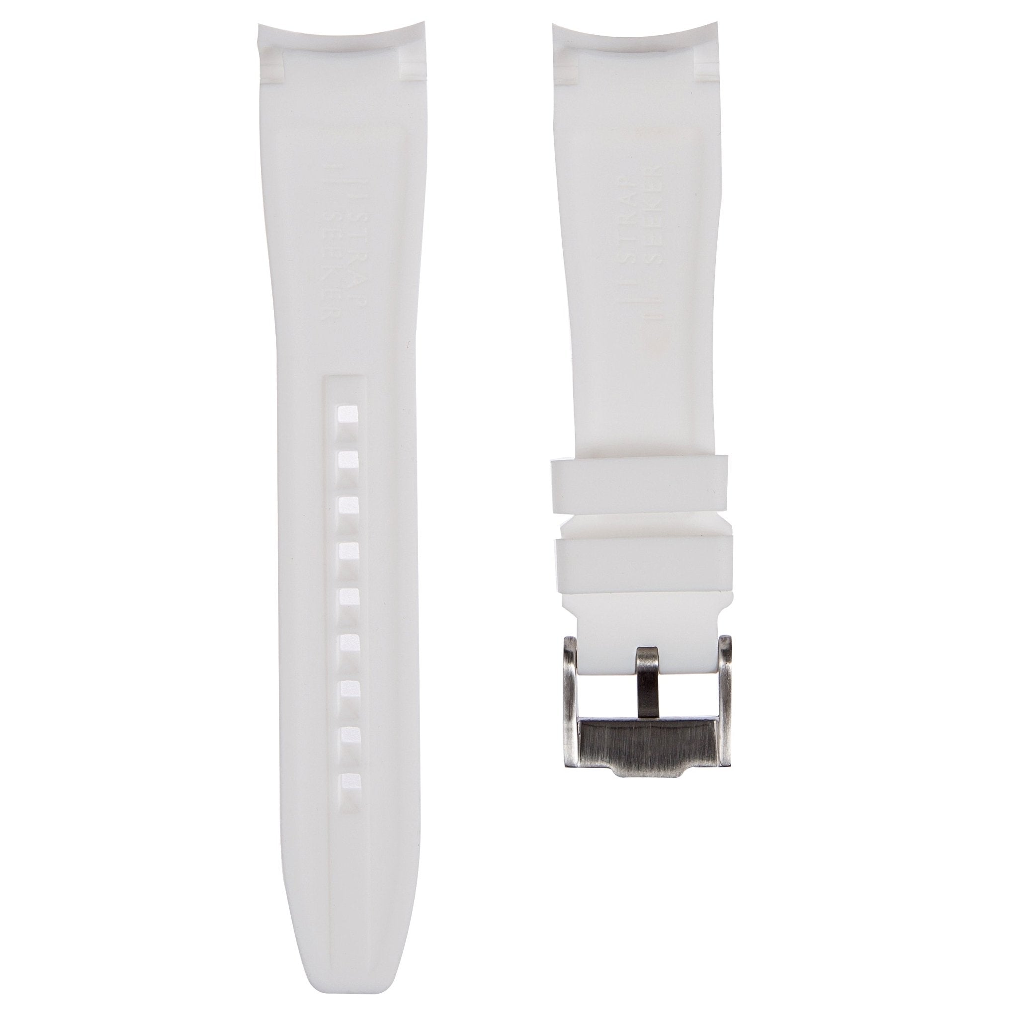 Curved End Soft Silicone Strap - Compatible with Orient Kamasu – White (2418) -StrapSeeker