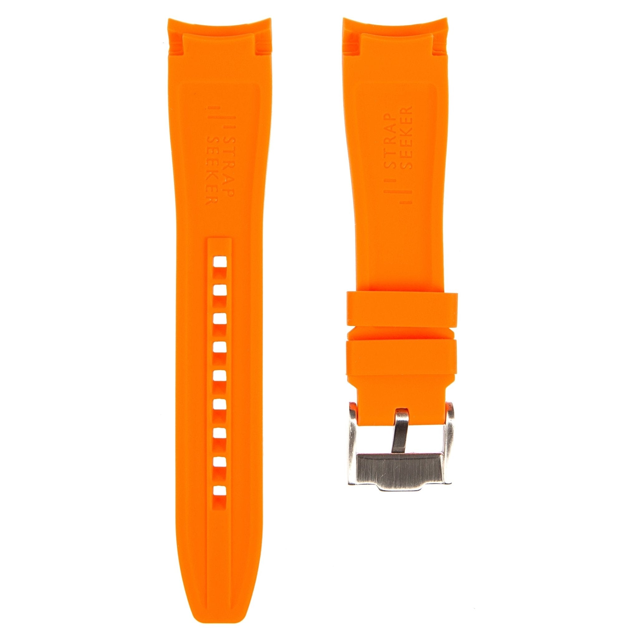 Curved End Soft Silicone Strap - Compatible with Oris Divers Sixty Five – Orange (2418) -StrapSeeker