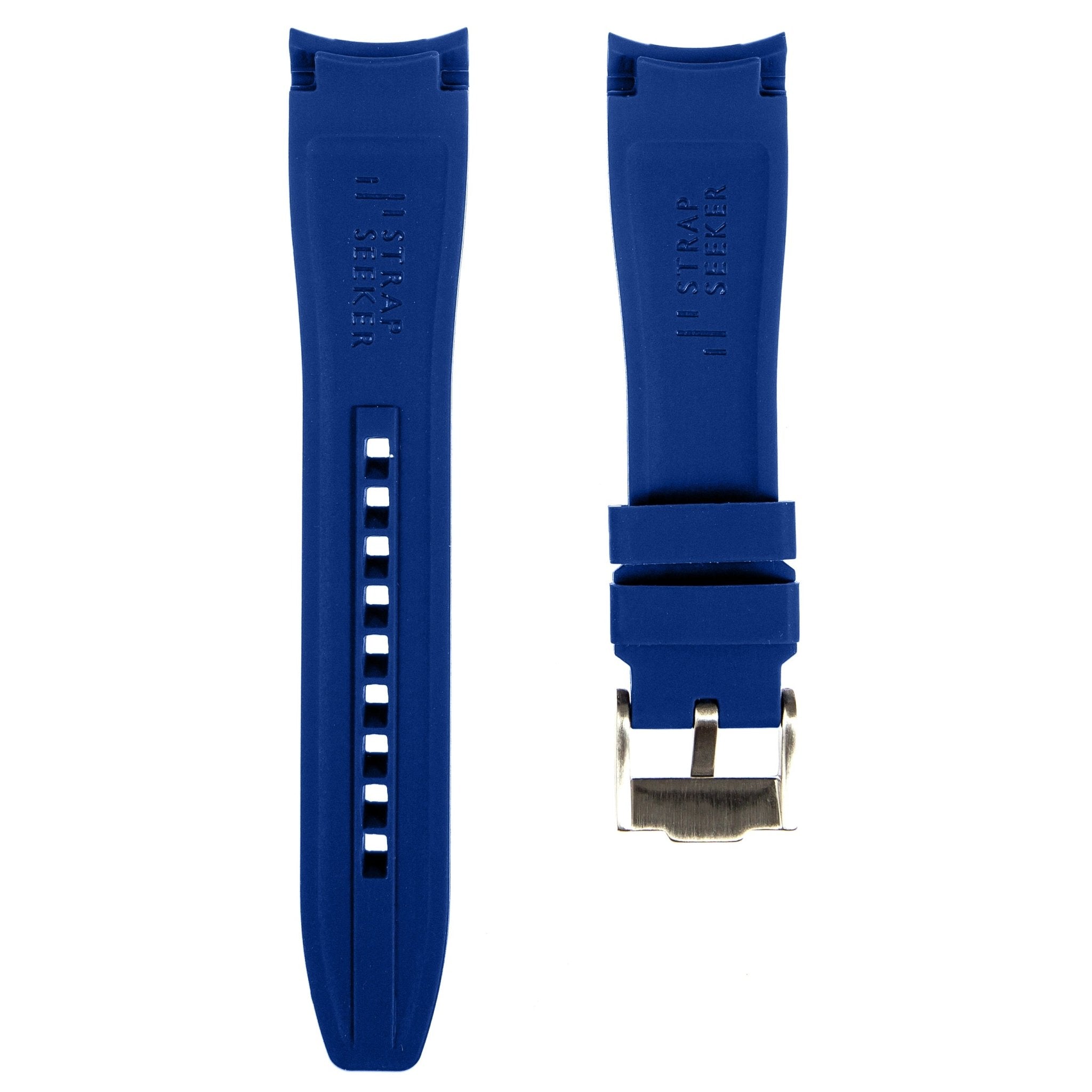 Curved End Soft Silicone Strap - Compatible with Oris Divers Sixty Five - Royal Blue (2418) -StrapSeeker