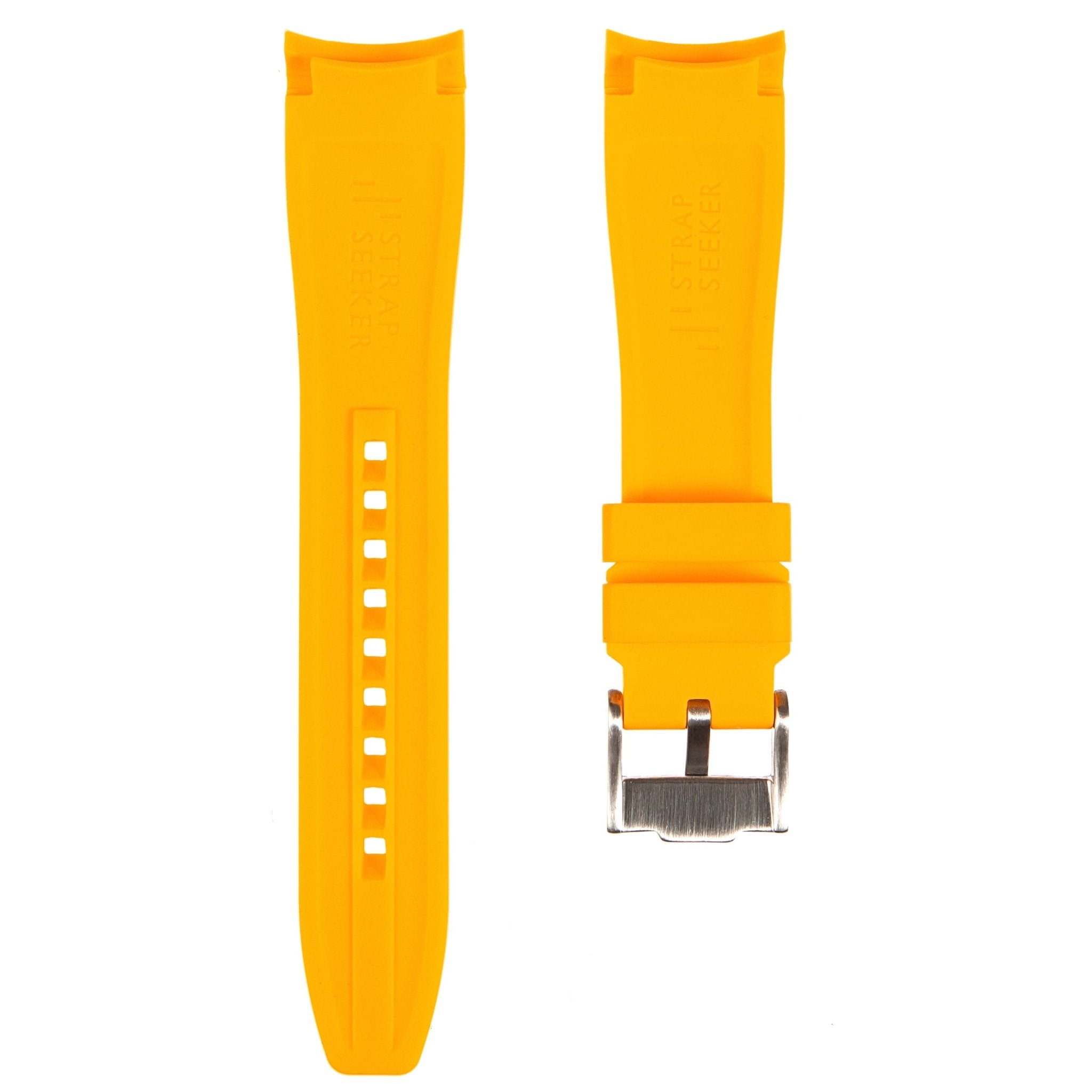 Curved End Soft Silicone Strap - Compatible with Oris Divers Sixty Five – Yellow (2418) -StrapSeeker