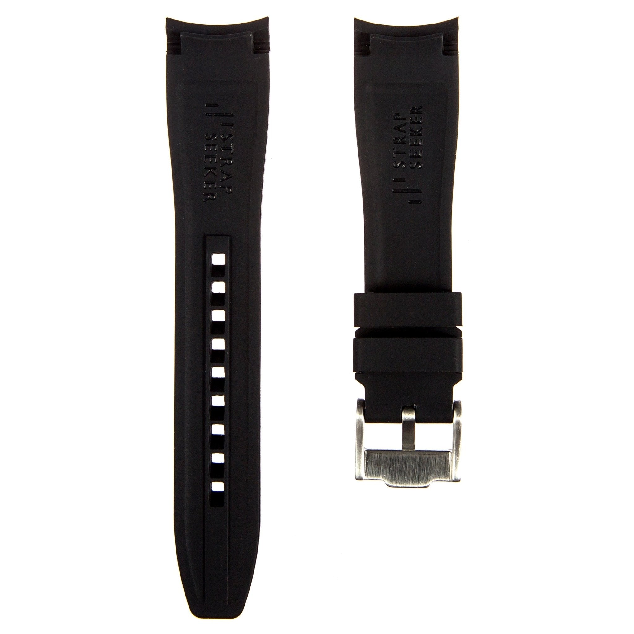 Curved End Soft Silicone Strap - Compatible with Rolex Submariner - Black (2418) -StrapSeeker