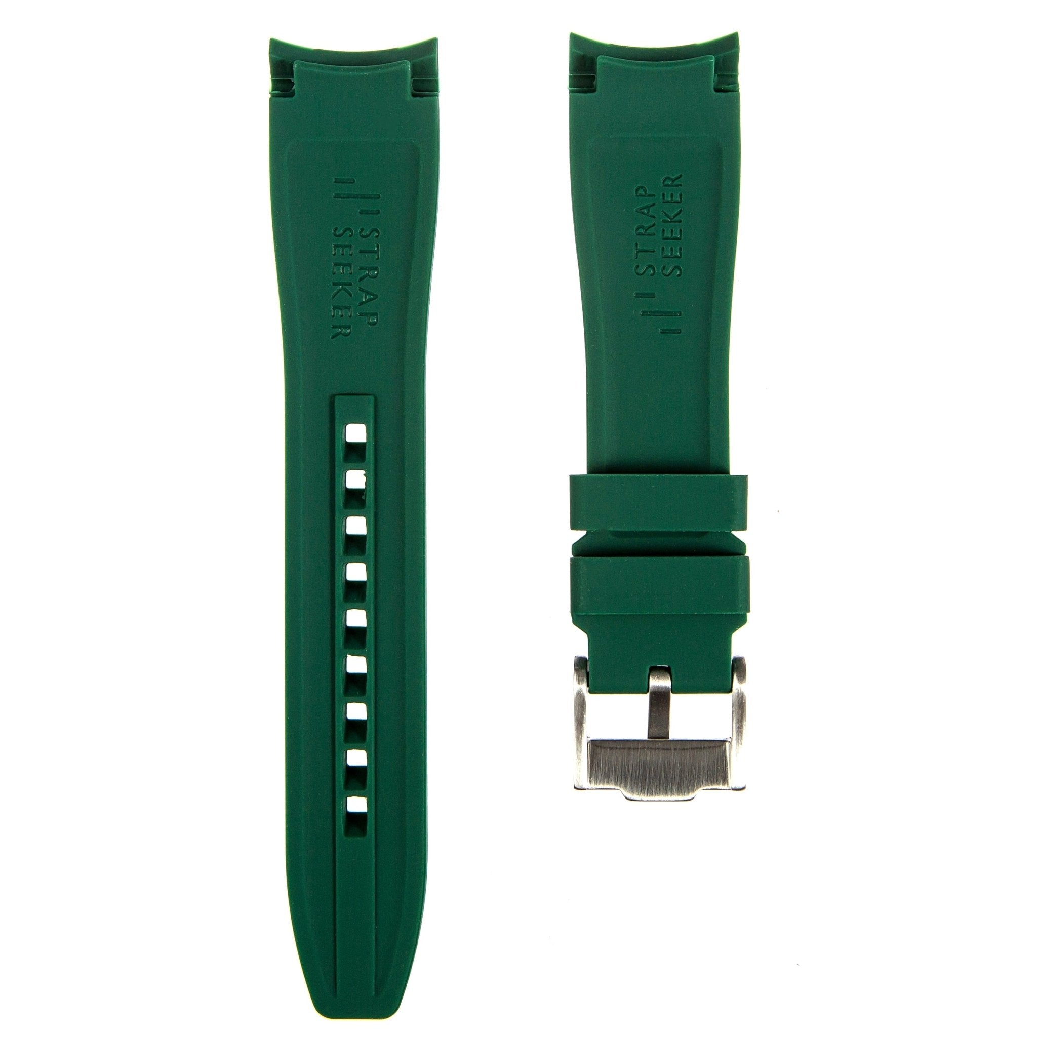 Curved End Soft Silicone Strap - Compatible with Rolex Submariner - Dark Green (2418) -StrapSeeker