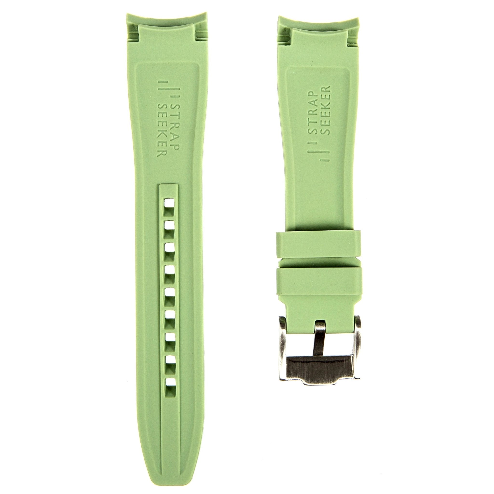 Curved End Soft Silicone Strap - Compatible with Rolex Submariner -Light Green (2418) -StrapSeeker