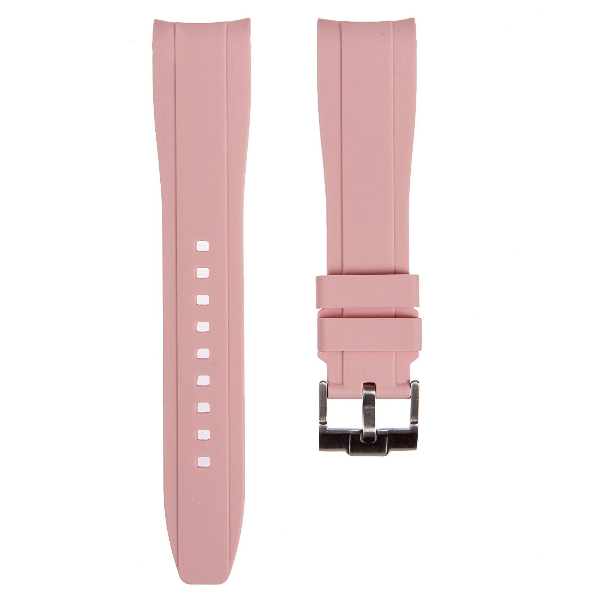 Curved End Soft Silicone Strap - Compatible with Rolex Submariner - Light Pink (2418) -StrapSeeker