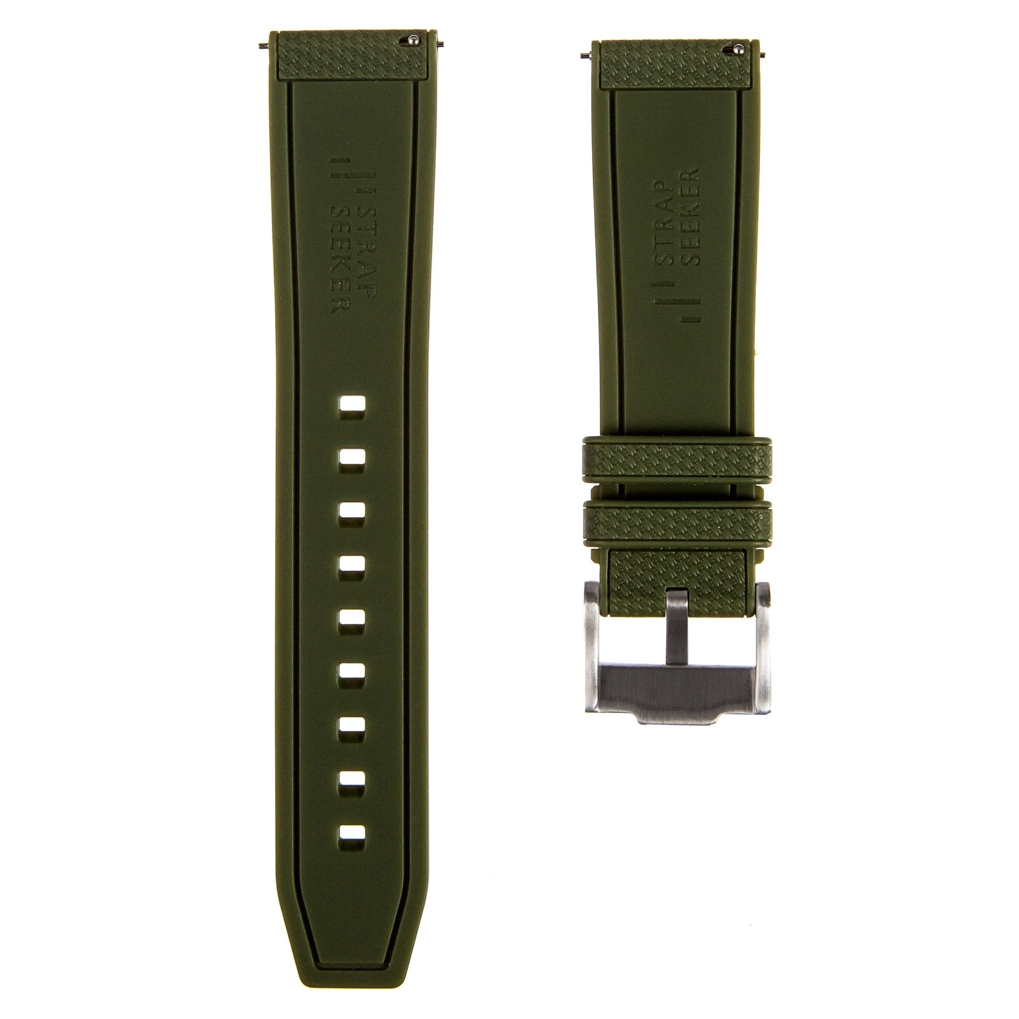 Flexweave Premium SIlicone Rubber Strap - Quick-Release - Compatible with Blancpain x Swatch – Army Green (2423) -Strapseeker