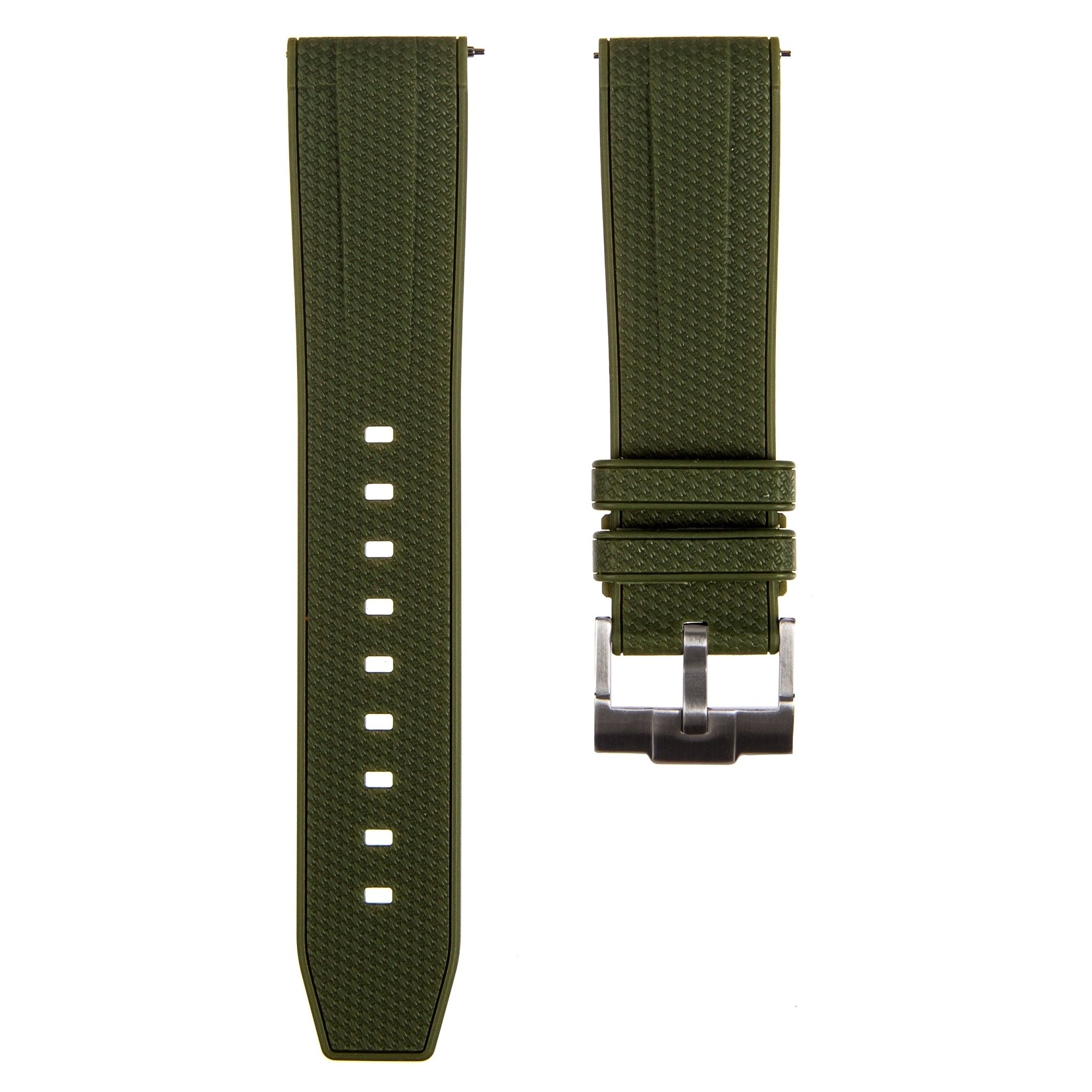 Flexweave Premium SIlicone Rubber Strap - Quick-Release - Compatible with Blancpain x Swatch – Army Green (2423) -Strapseeker