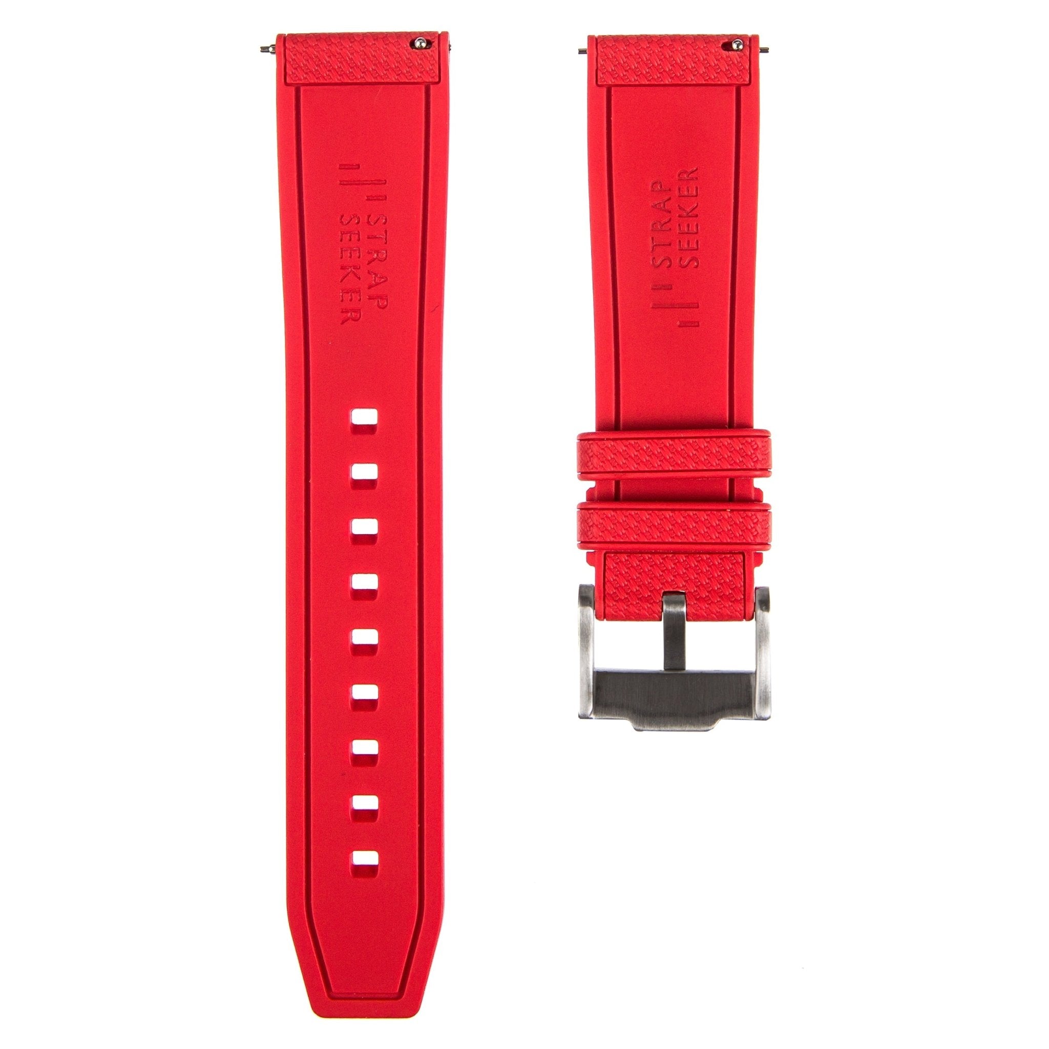 Flexweave Premium SIlicone Rubber Strap - Quick-Release - Compatible with Blancpain x Swatch – Red (2423) -Strapseeker