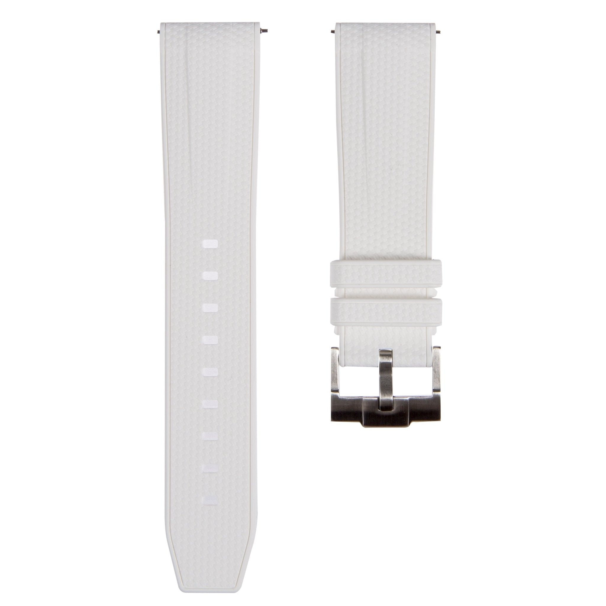 Flexweave Premium SIlicone Rubber Strap - Quick-Release - Compatible with Blancpain x Swatch – White (2423) -Strapseeker