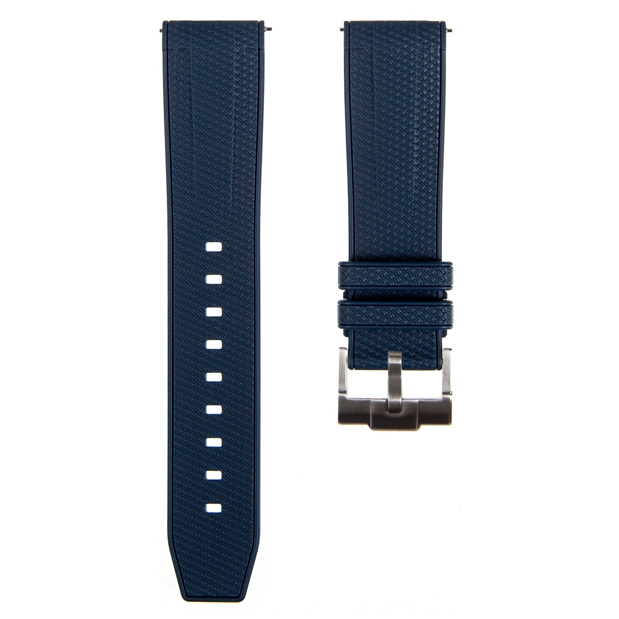 Flexweave Premium SIlicone Rubber Strap - Quick-Release - Compatible with Omega x Swatch – Navy (2423) -Strapseeker