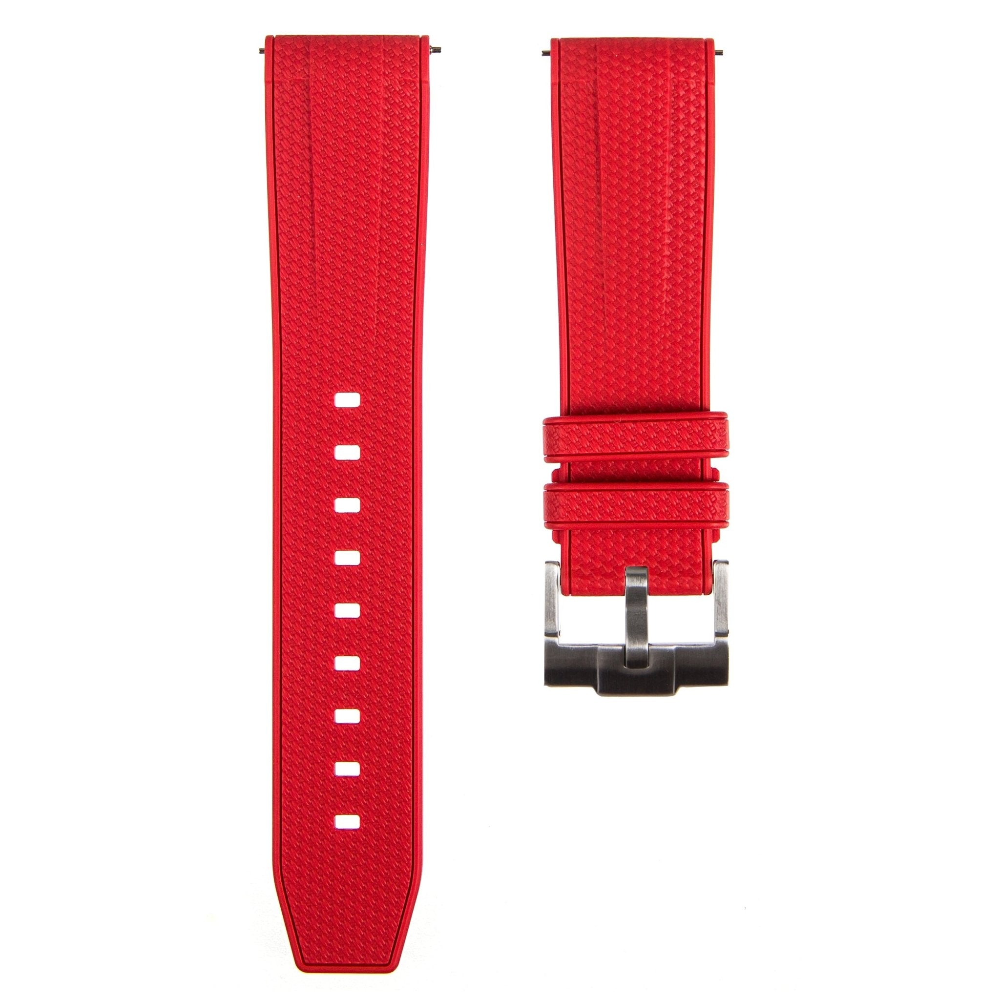 Flexweave Premium SIlicone Rubber Strap - Quick-Release - Compatible with Omega x Swatch – Red (2423) -Strapseeker
