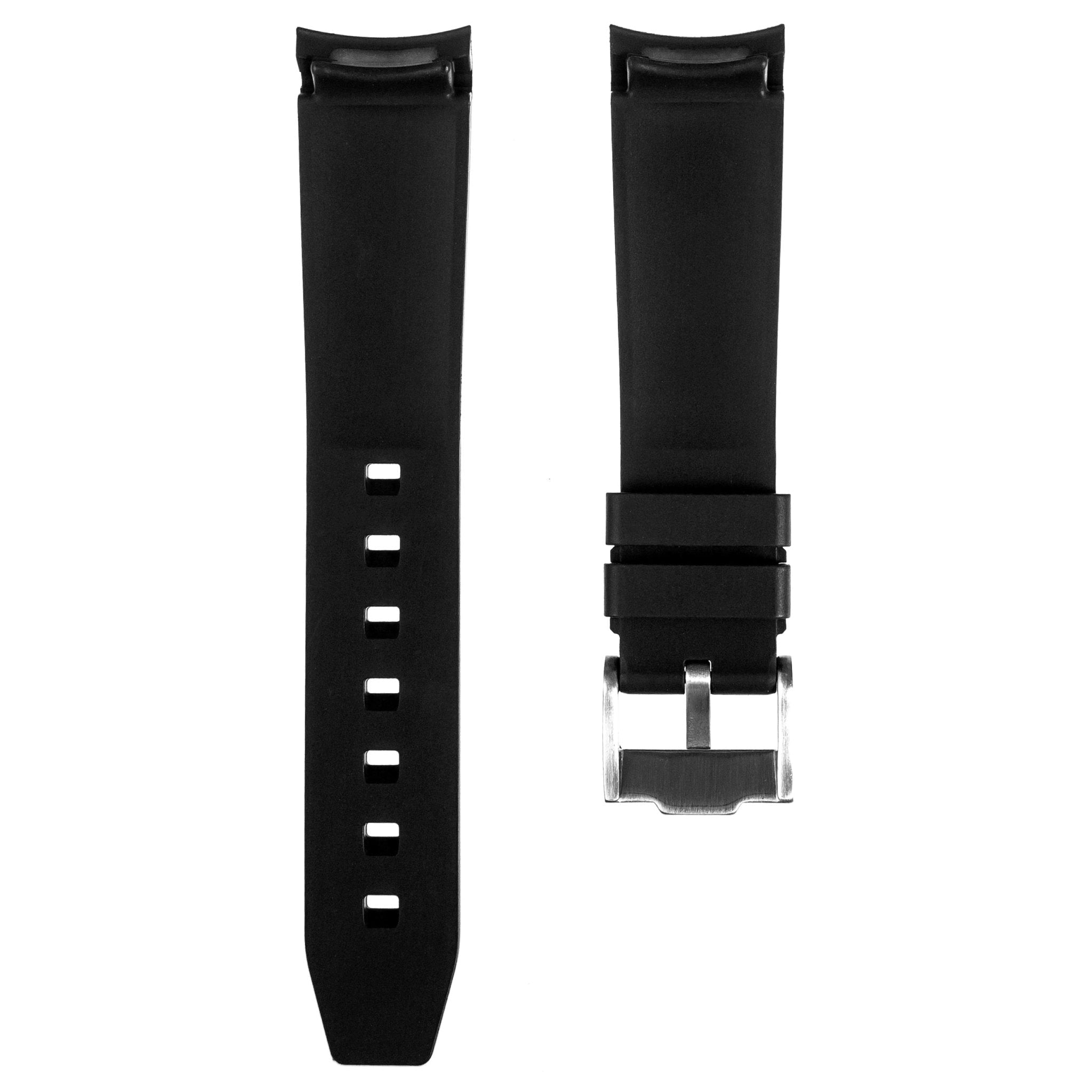 Forge Curved End FKM Rubber Strap For Rolex Day-Date  -Black (2421)