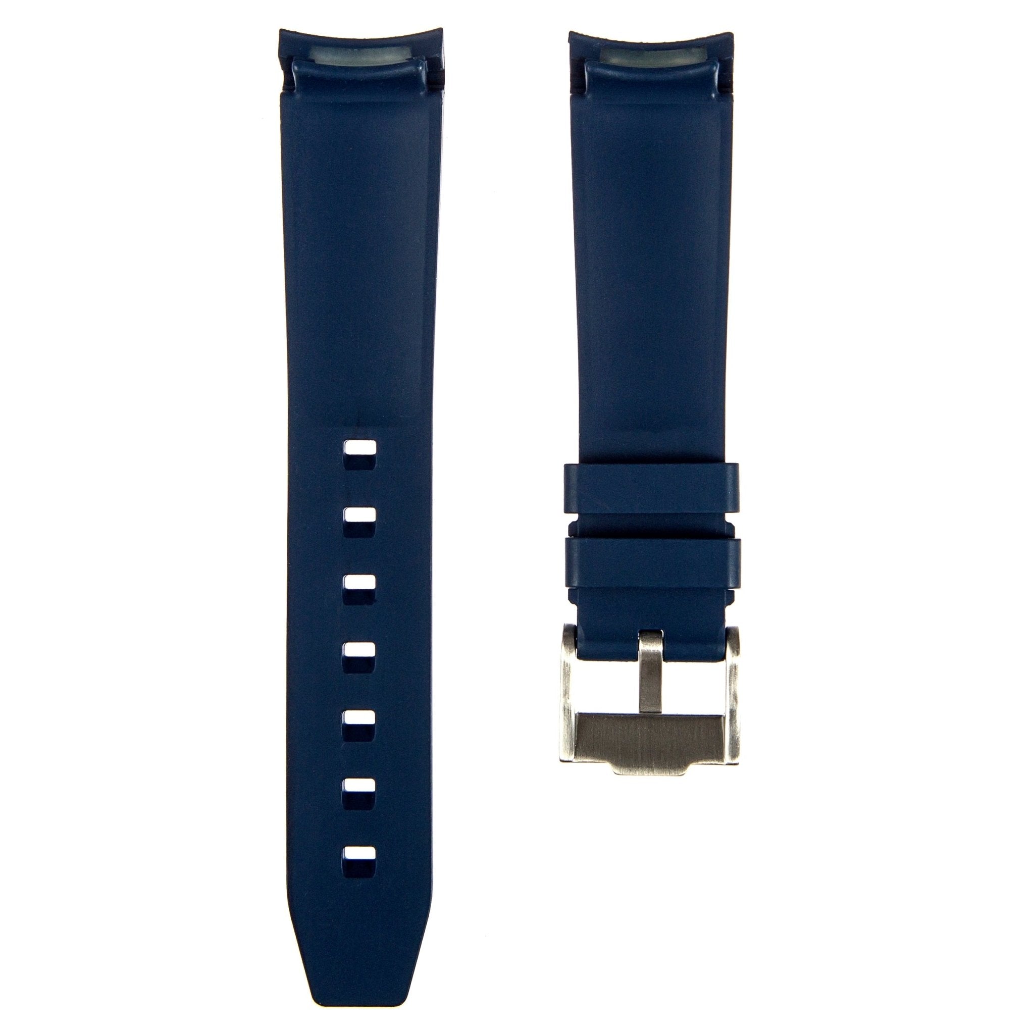Forge Curved End FKM Rubber Strap – Compatible with Omega X Swatch – Navy (2421) -Strapseeker