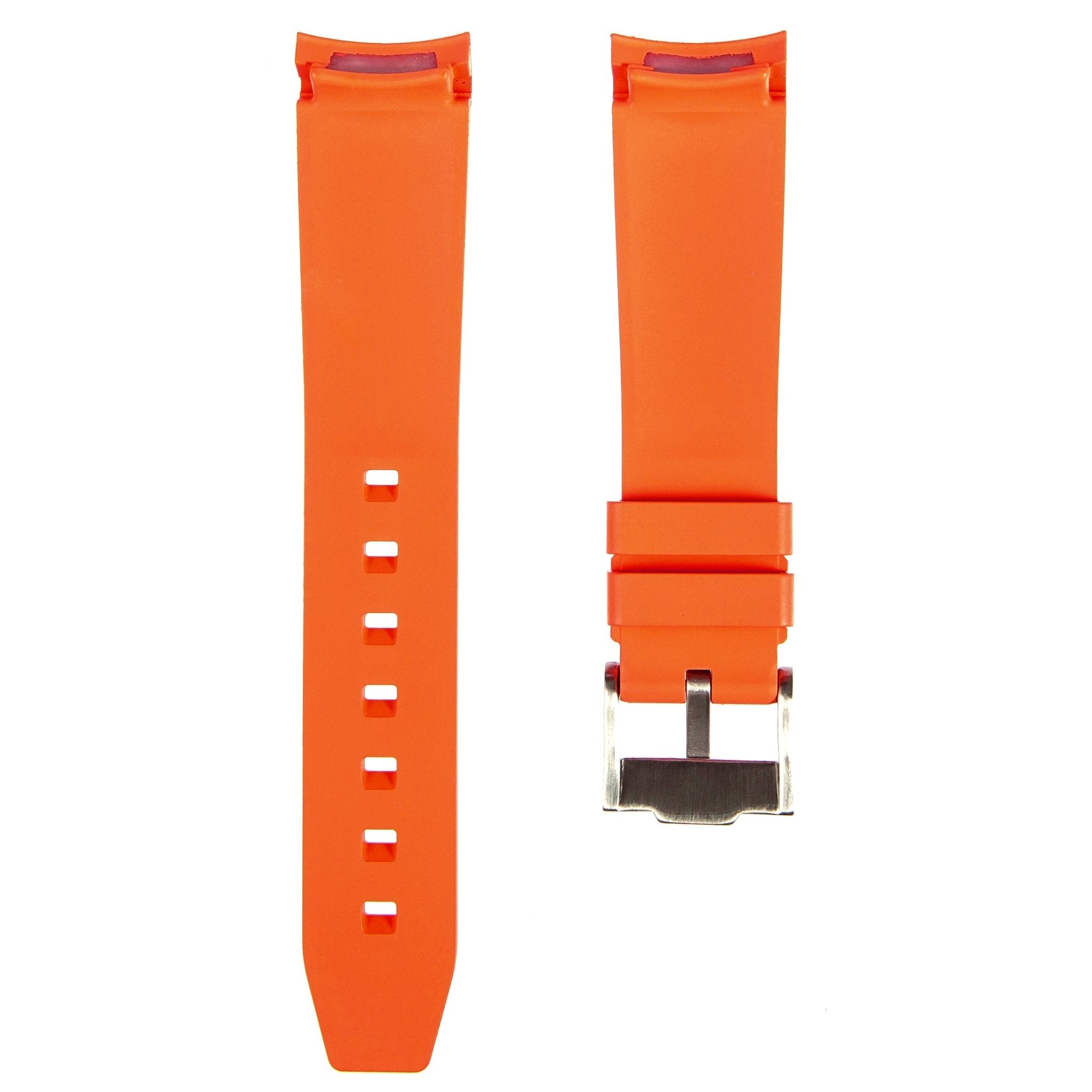 Forge Curved End FKM Rubber Strap – Compatible with Omega X Swatch – Orange (2421) -Strapseeker