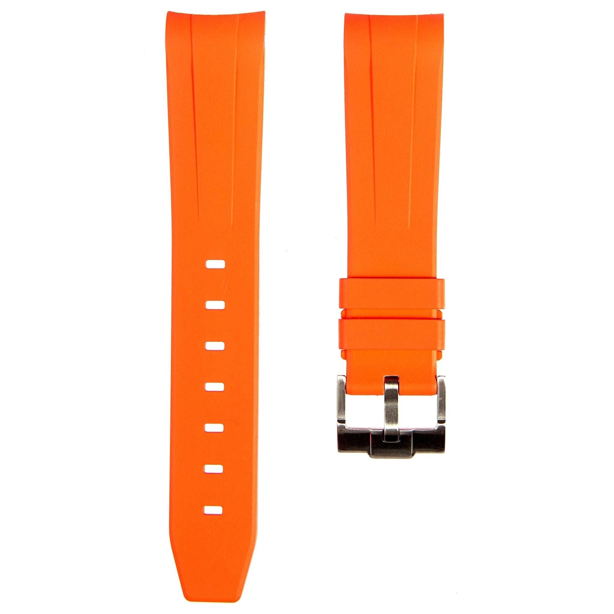 Forge Curved End FKM Rubber Strap – Compatible with Omega X Swatch – Orange (2421) -Strapseeker