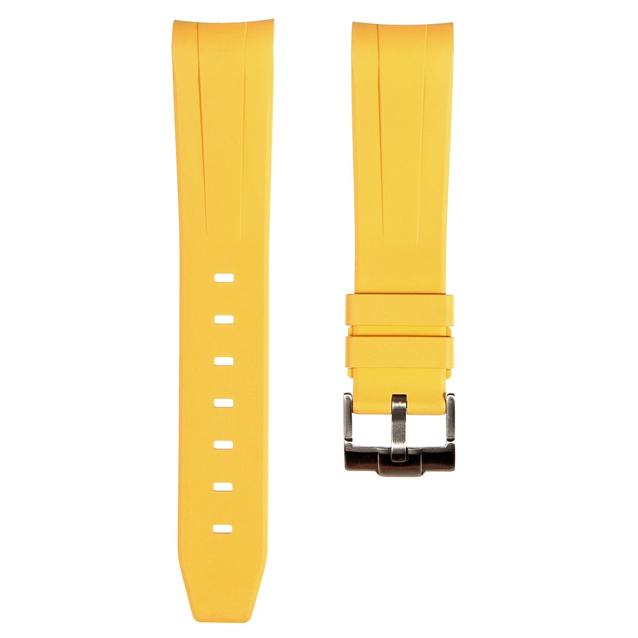 Forge Curved End FKM Rubber Strap – Compatible with Omega X Swatch – Pale Yellow (2421) -Strapseeker