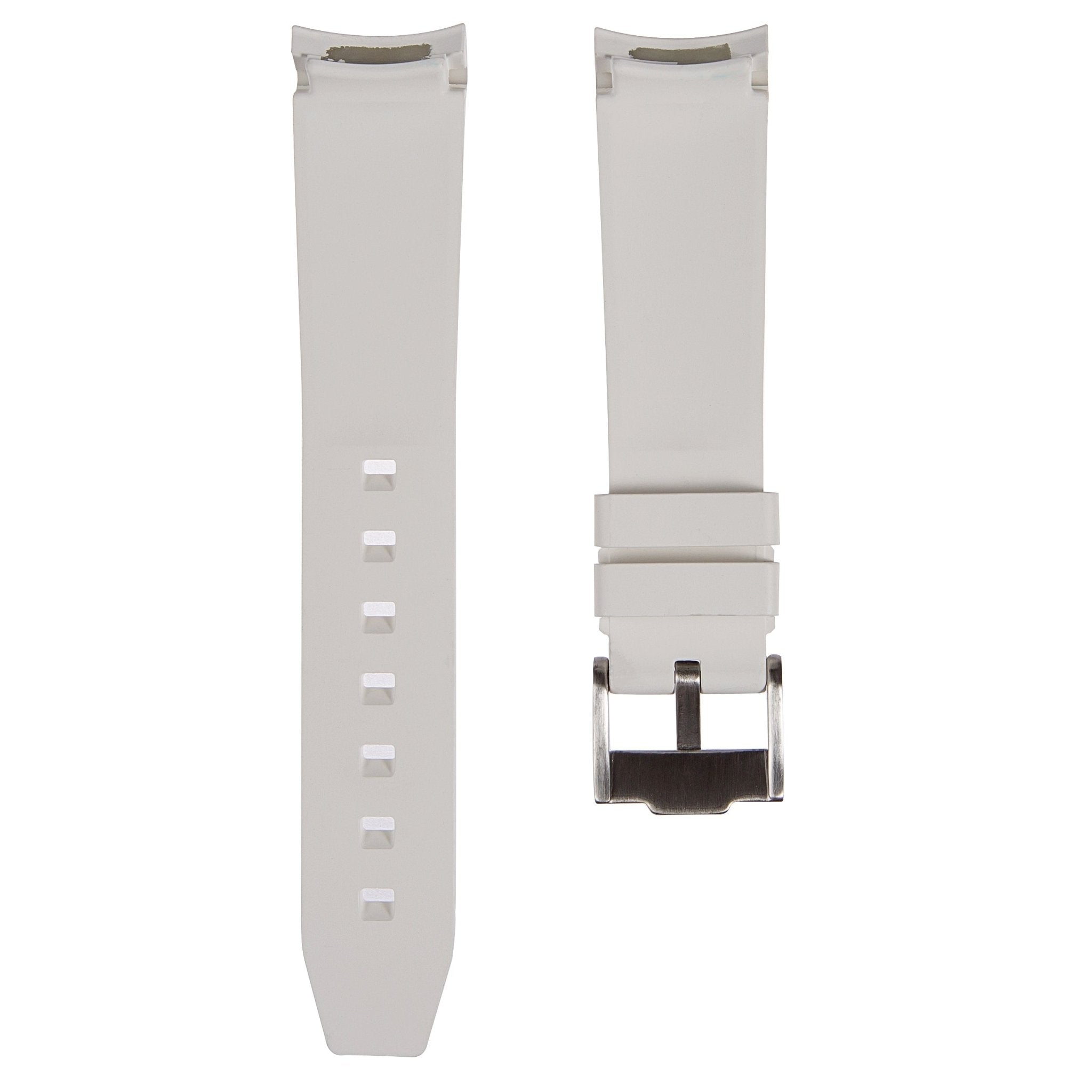 Forge Curved End FKM Rubber Strap – Compatible with Omega X Swatch – White (2421) -Strapseeker