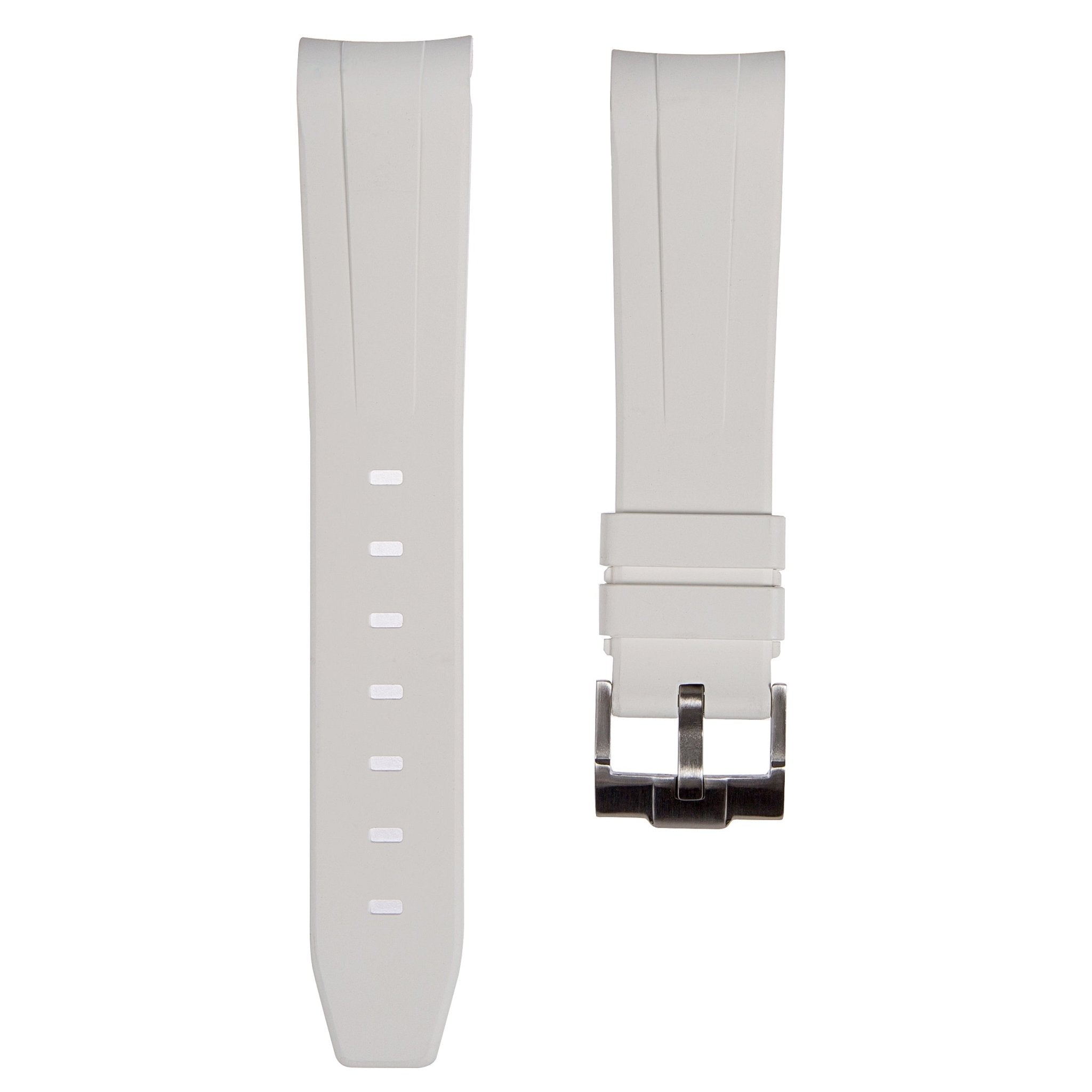 Forge Curved End FKM Rubber Strap – Compatible with Omega X Swatch – White (2421) -Strapseeker