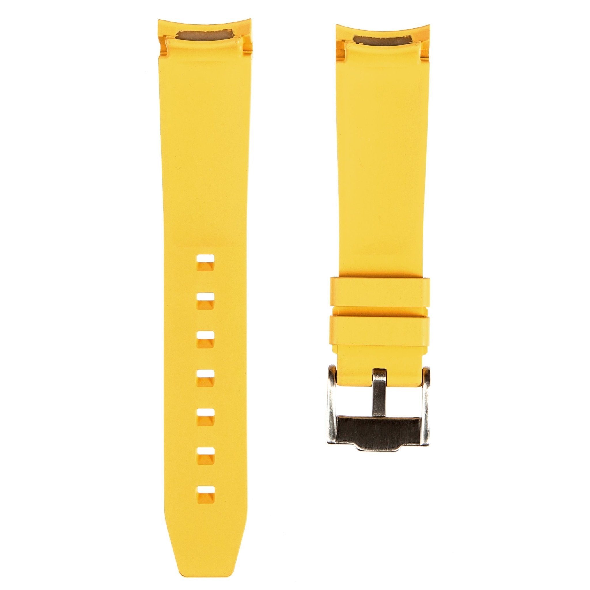 Curved End FKM Rubber Strap for Rolex GMT Master I & II - Pale Yellow (2421)